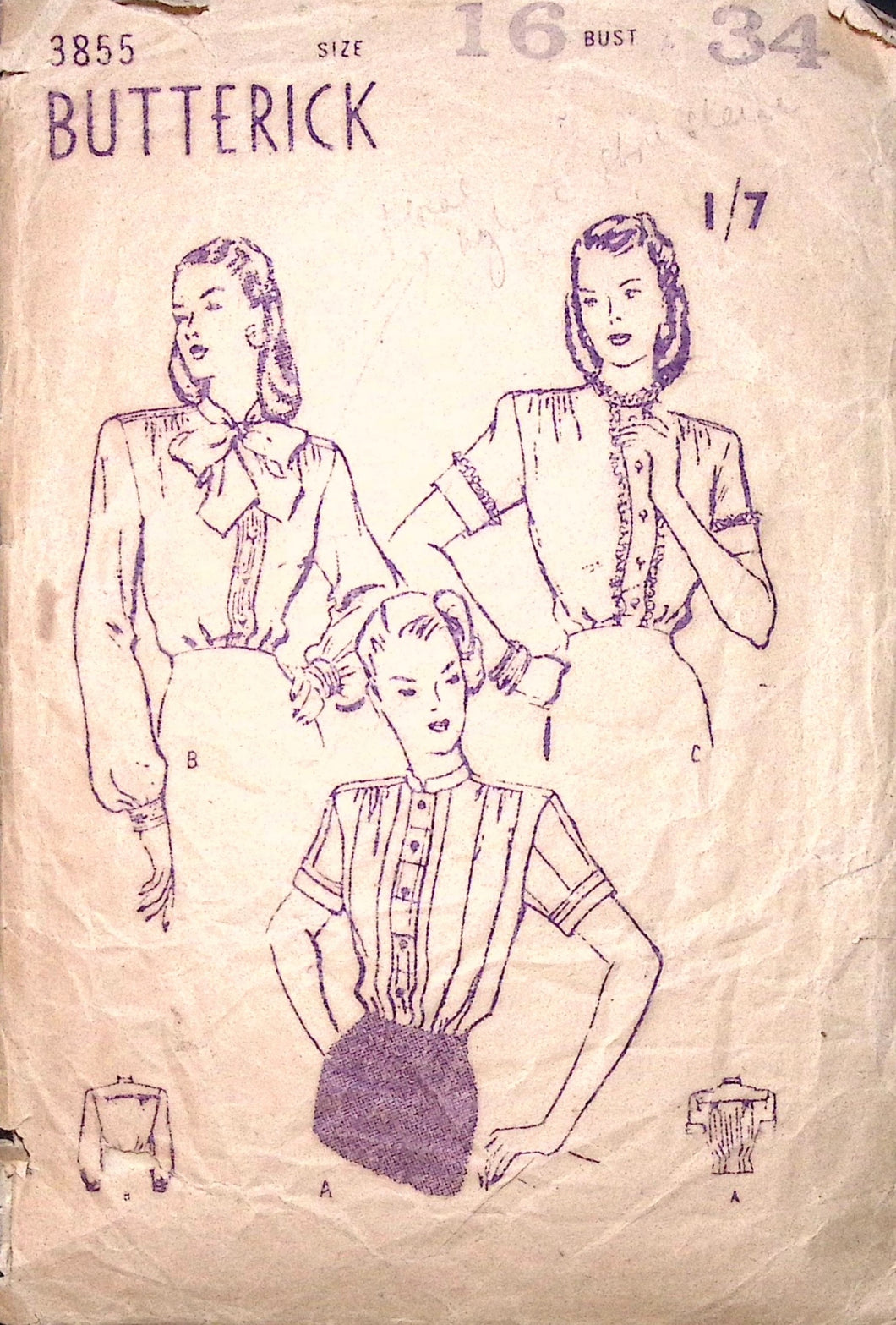 Vintage Sewing Pattern: Butterick 3855