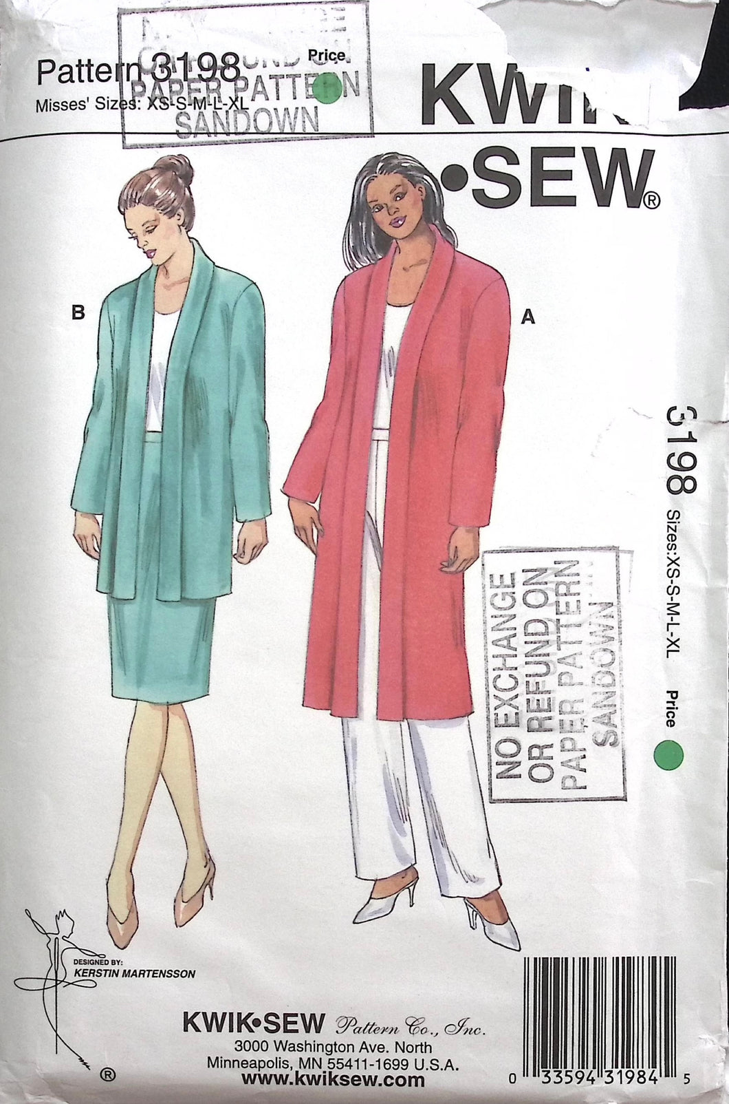 Vintage Sewing Pattern: Kwik Sew 3198