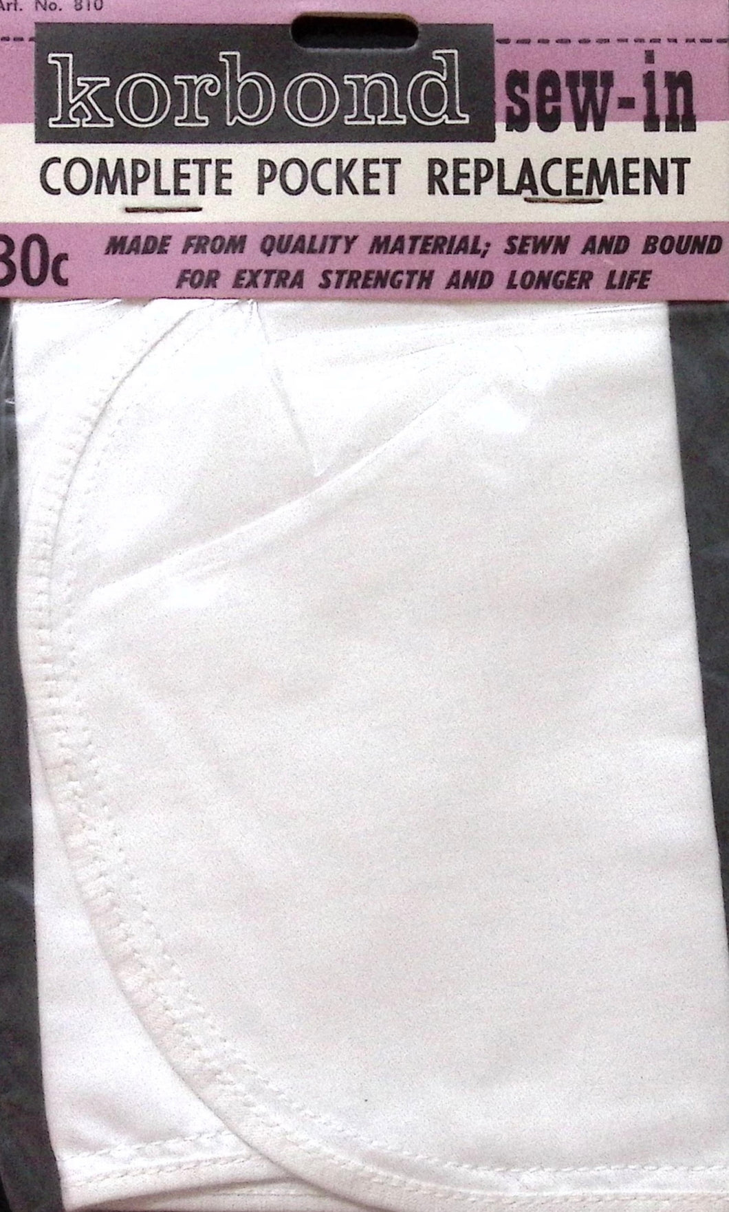 Vintage Korbond Sew-in Complete Pocket Replacement
