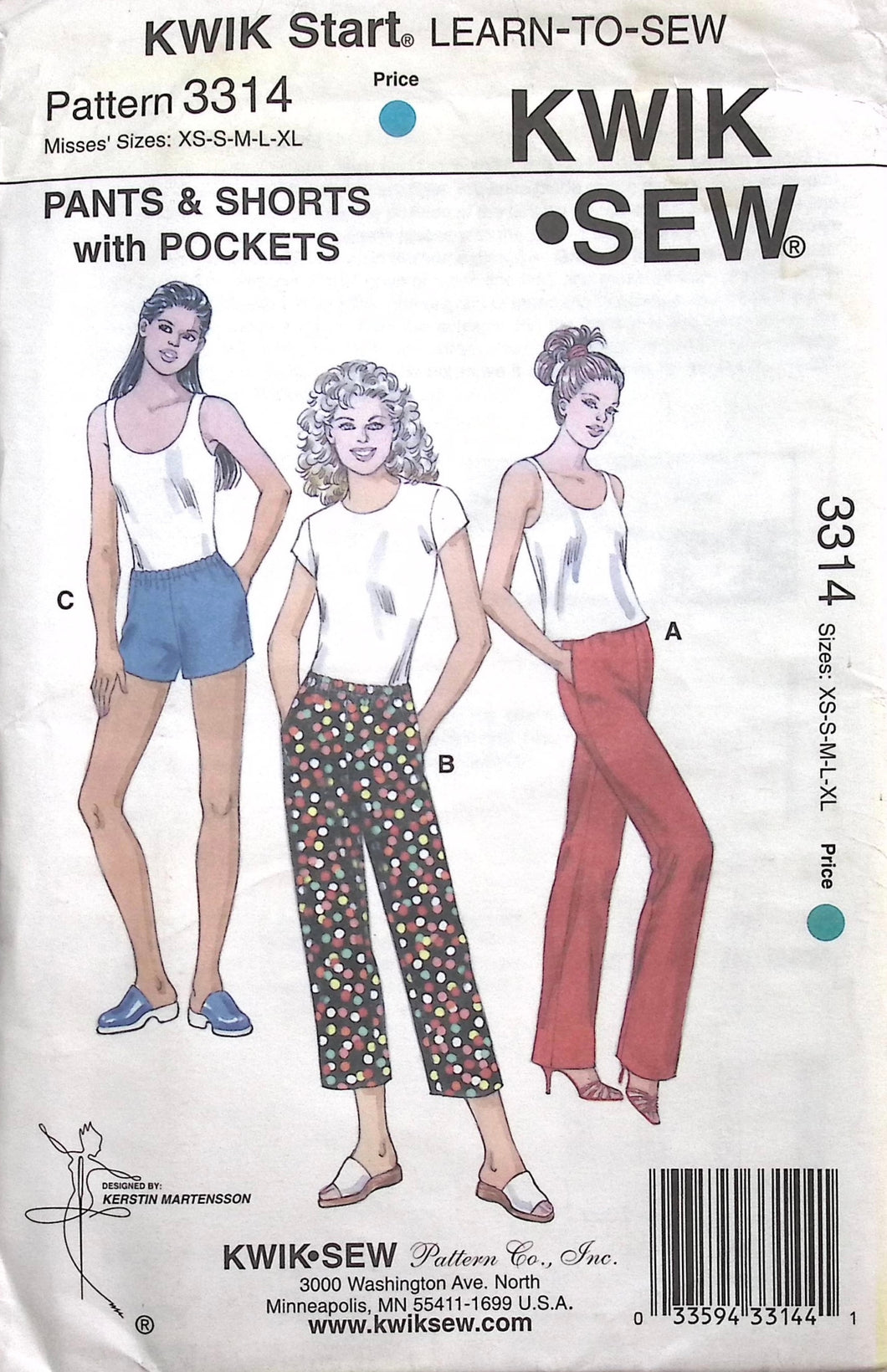 Vintage Sewing Pattern: Kwik Sew 3314