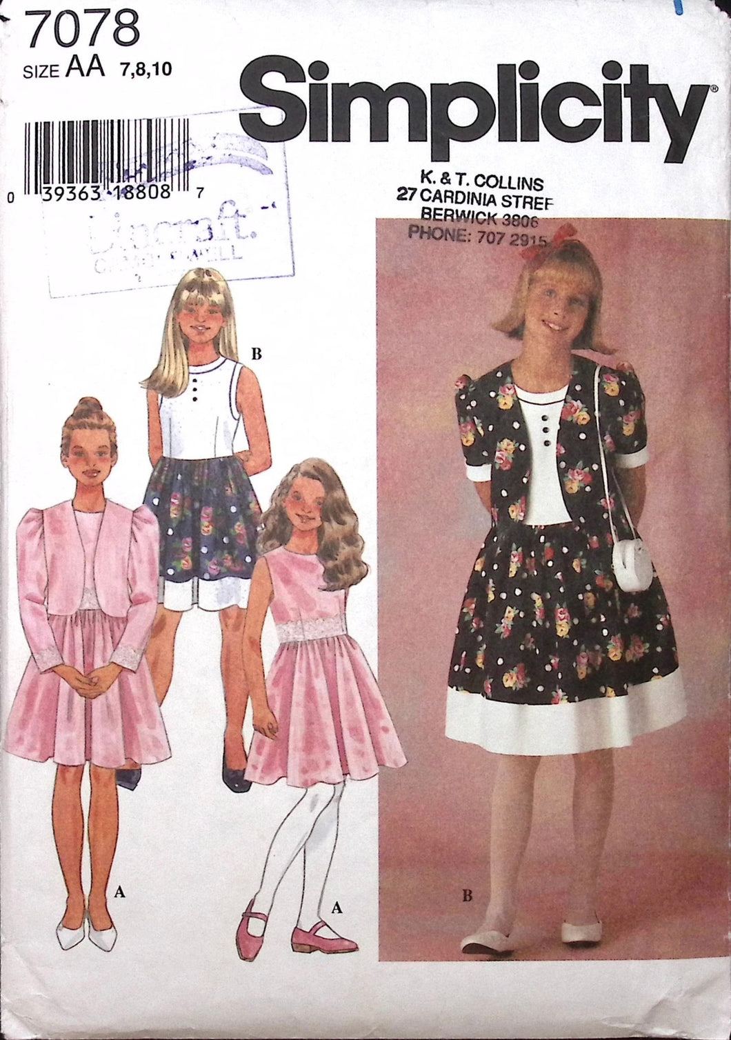 Vintage Sewing Pattern: Simplicity 7078