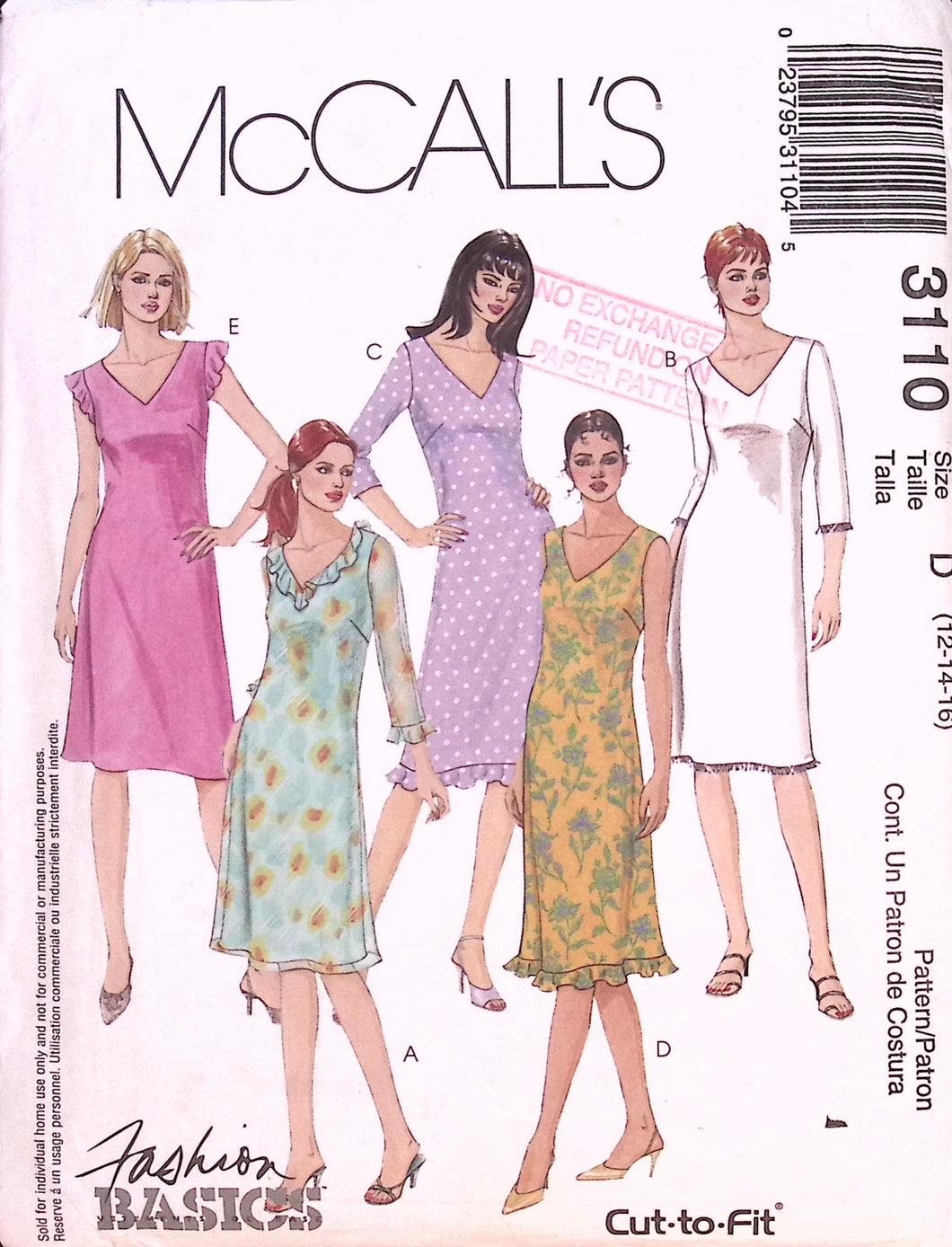 Sewing Pattern: McCalls 3110