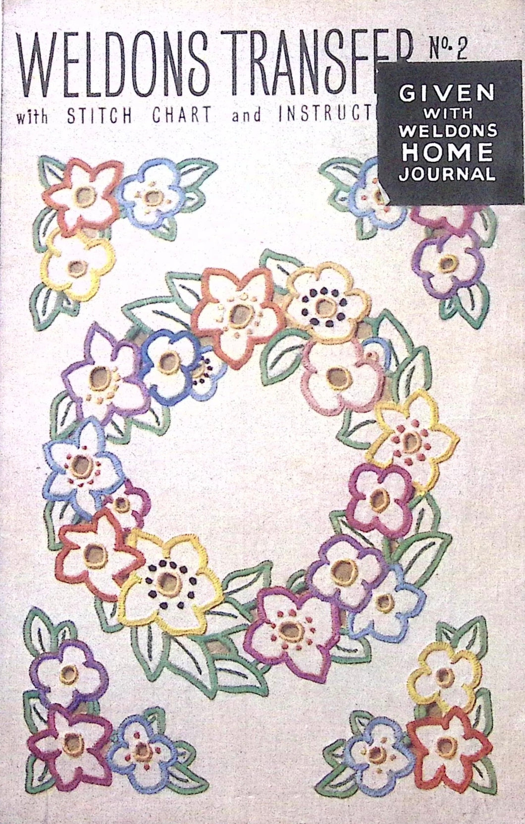 Vintage Hand Embroidery Transfer Weldon's No 2