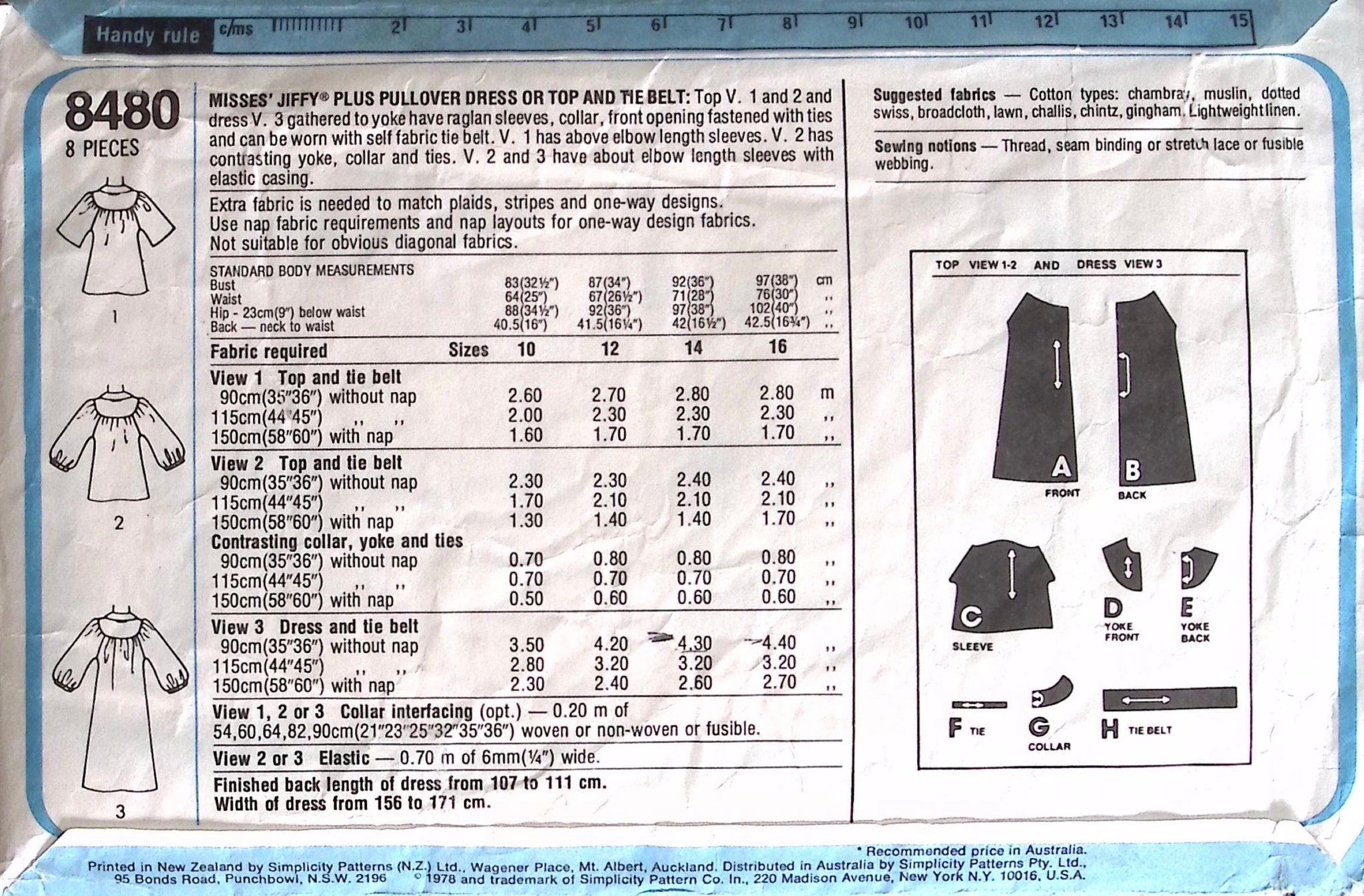Emu Pattern 8480 Vintage Sewing Pattern: Simplicity 8480 – Vintage Stitch Australia