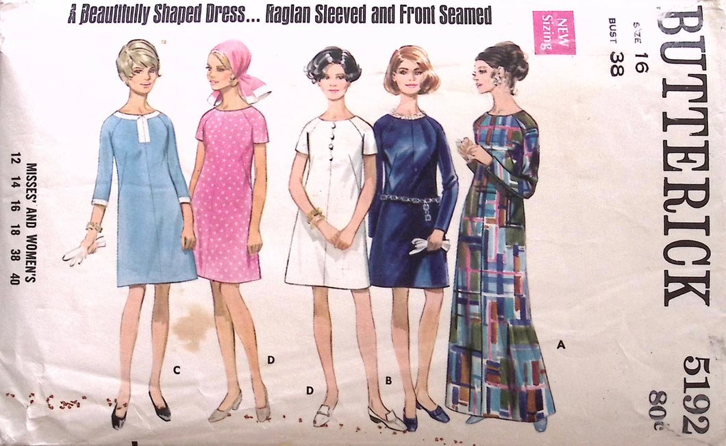 Vintage Sewing Pattern: Butterick 5192