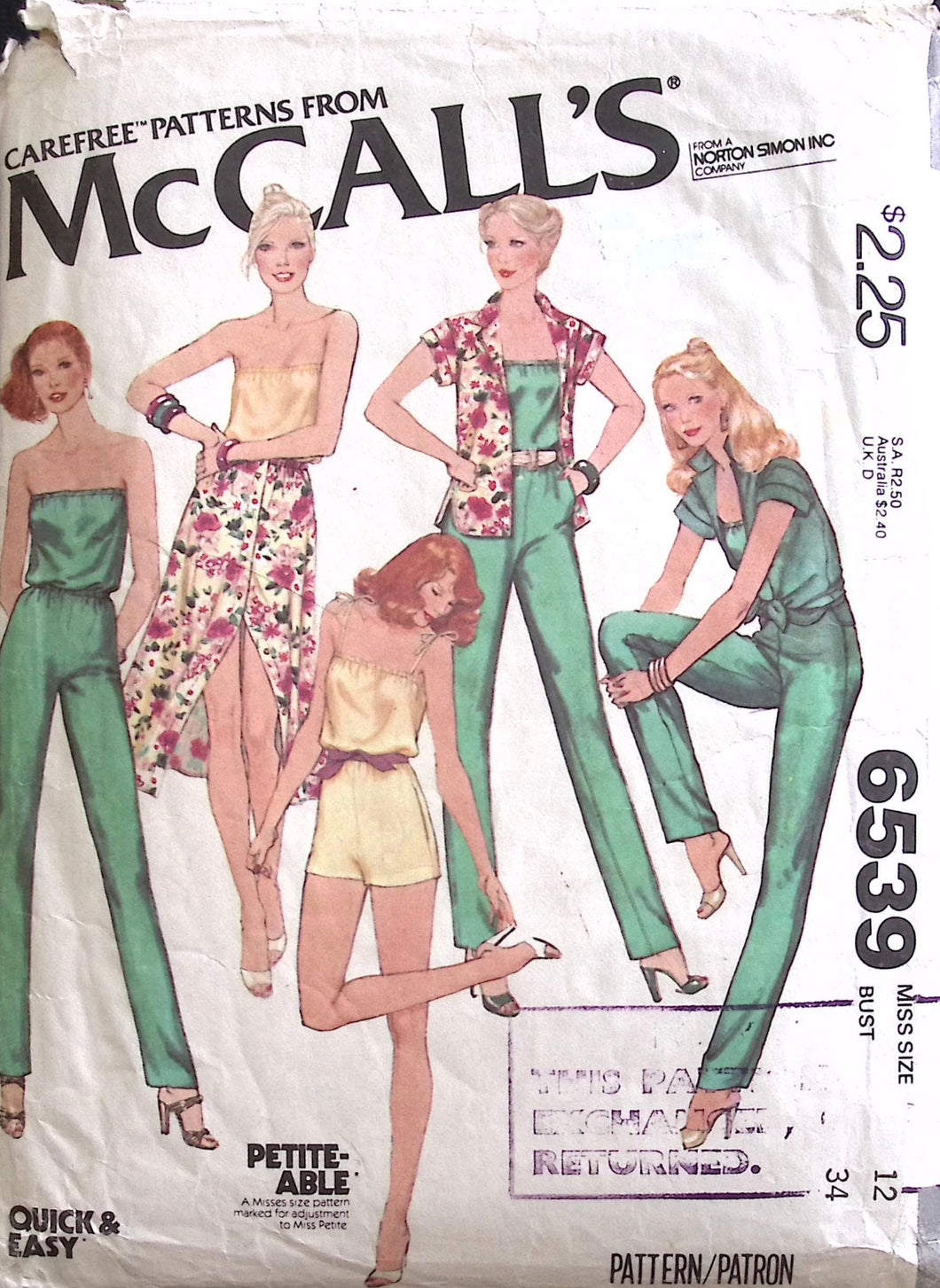 Vintage Sewing Pattern: McCalls 6539