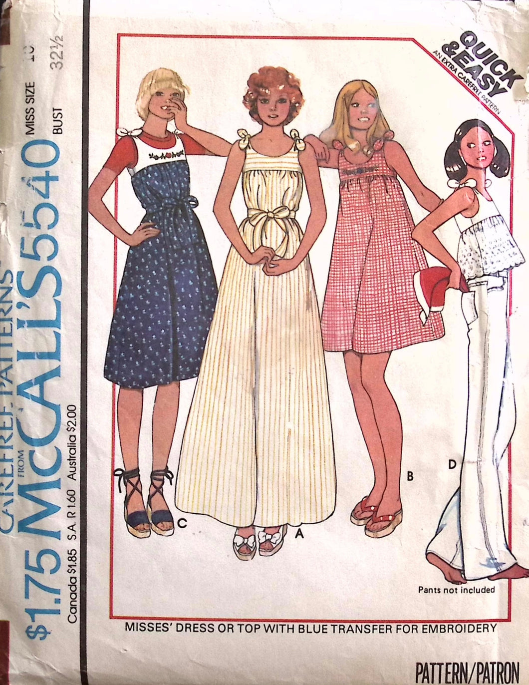Vintage Sewing Pattern: McCalls 5540