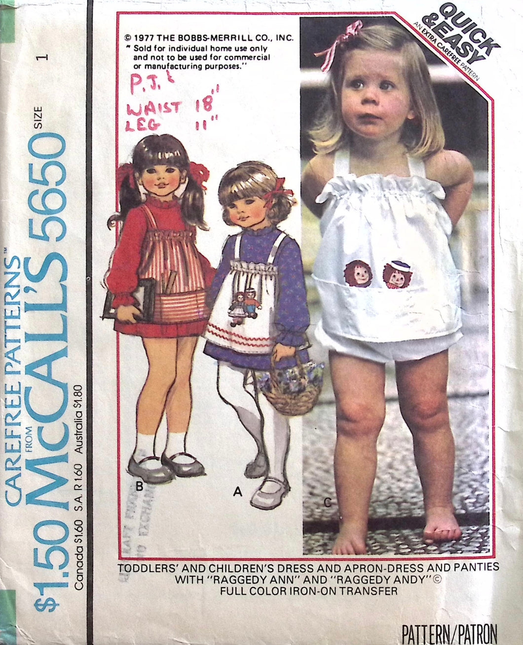 Vintage Sewing Pattern: McCalls 5650