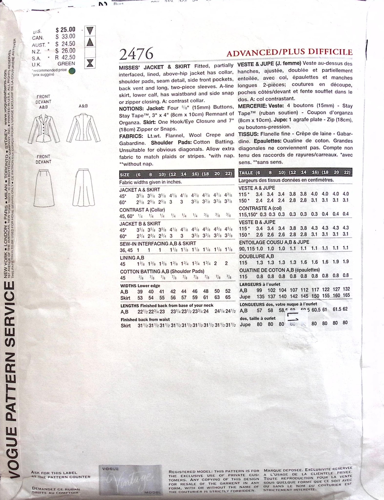 Reproduction Vintage Sewing Pattern: Vogue 2944 – Vintage Stitch Australia