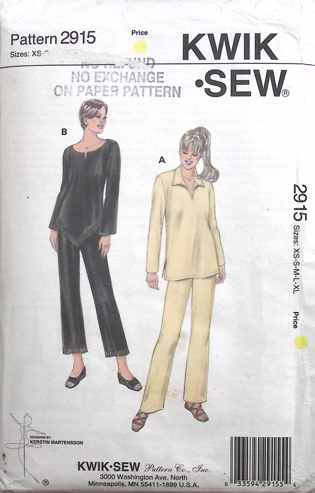 Vintage Sewing Pattern: Kwik Sew 2915