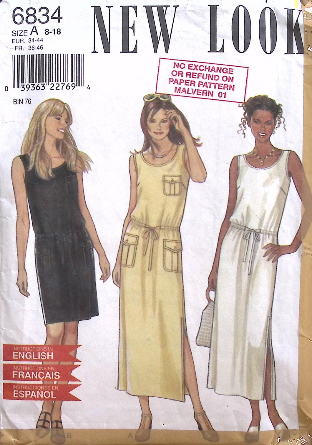 Vintage Sewing Pattern: New Look 6834