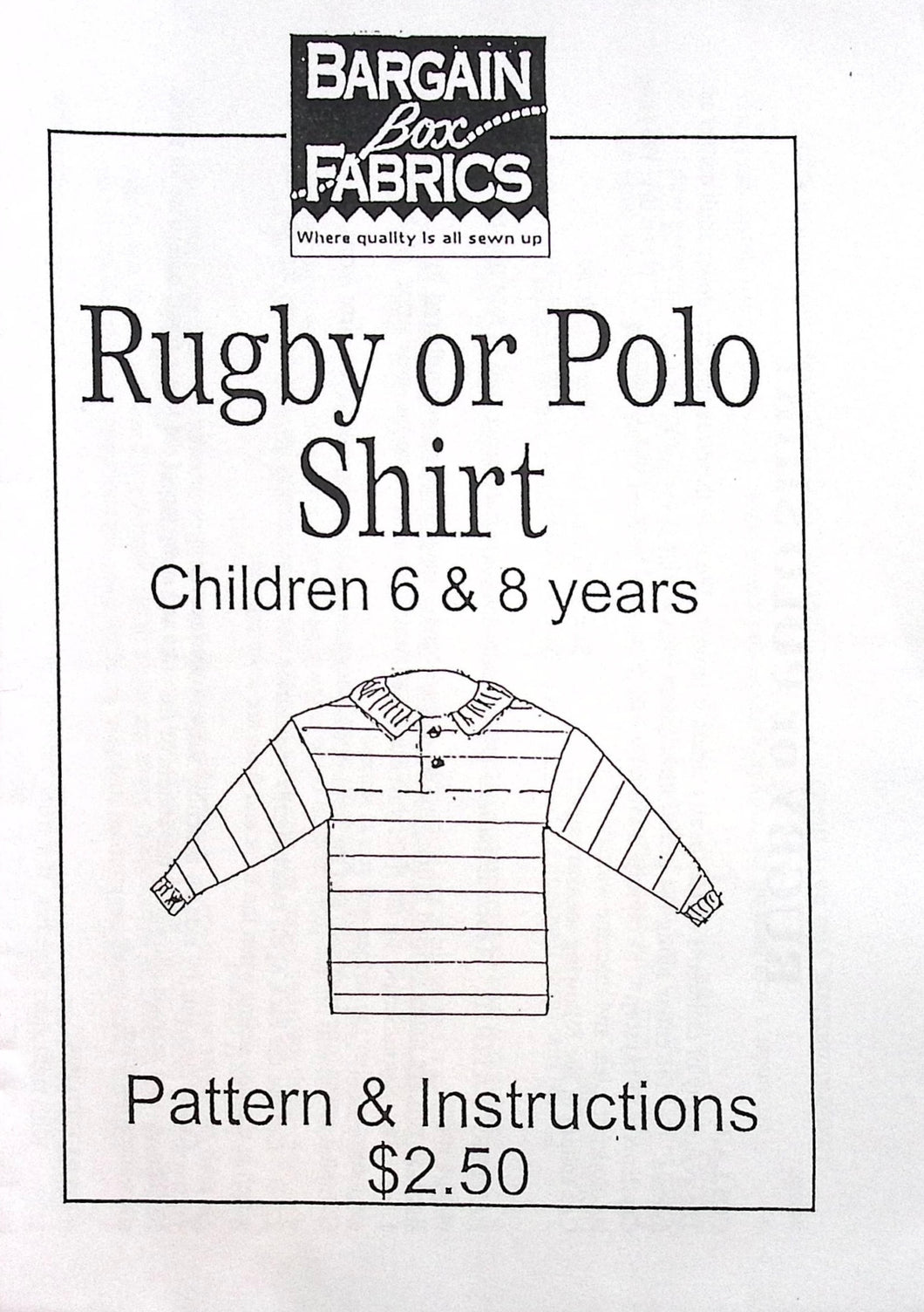 Vintage Sewing Pattern: Bargain Box Fabrics Rugby or Polo Top