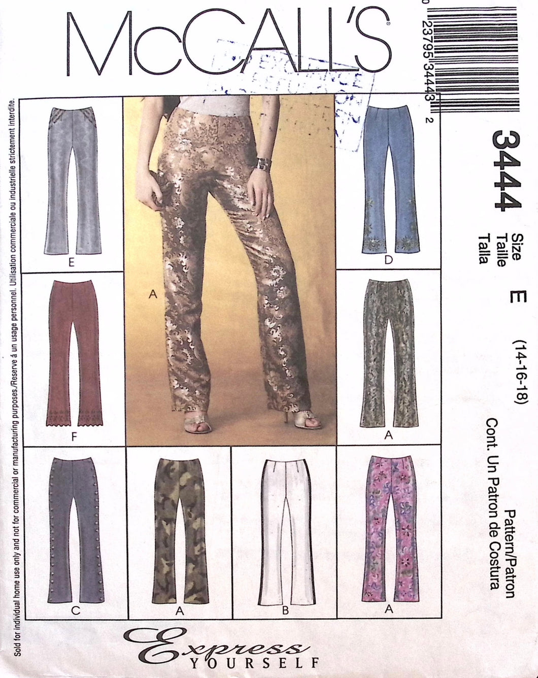 Sewing Pattern: McCalls 3444