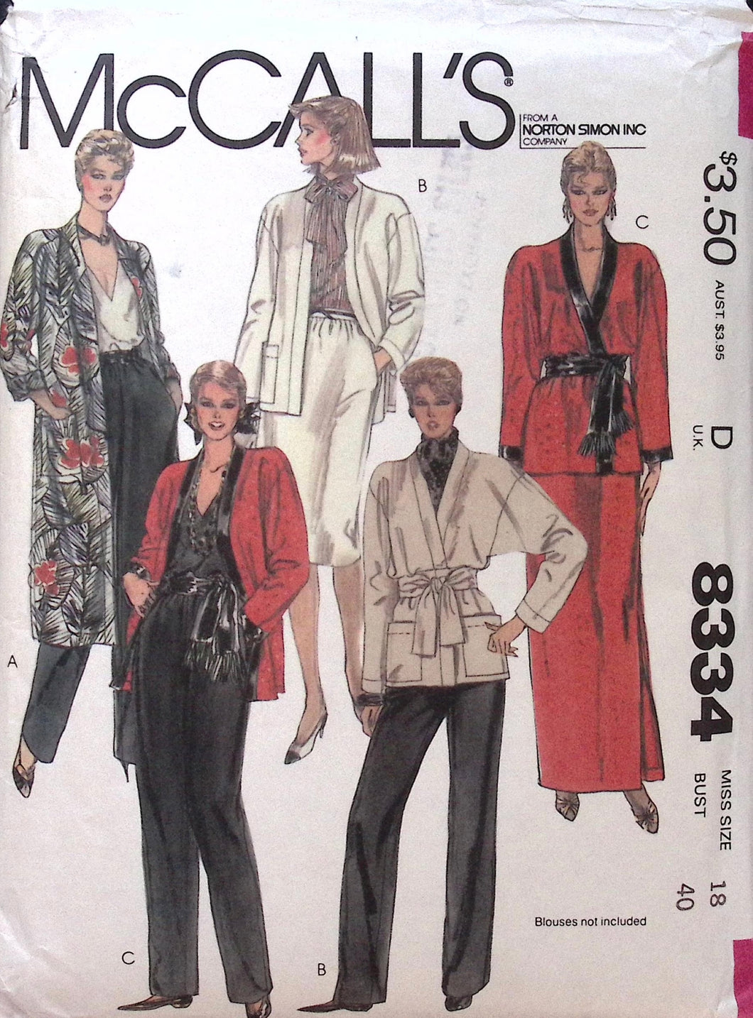 Vintage Sewing Pattern: McCalls 8334