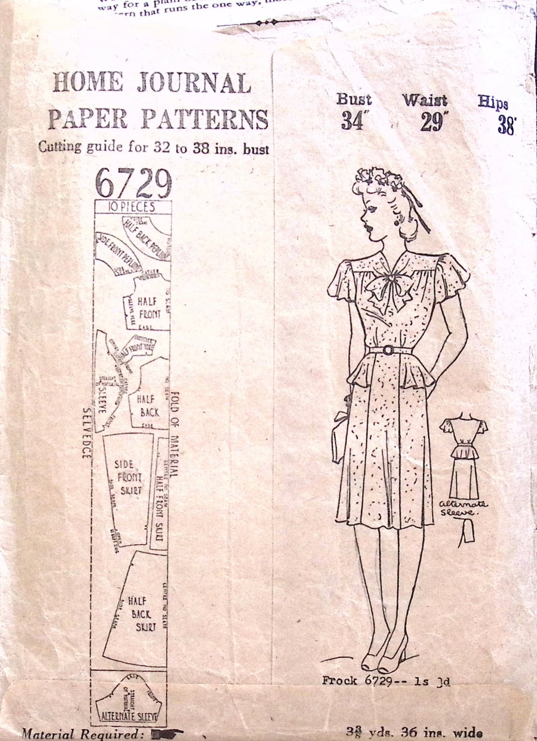 Vintage Sewing Pattern: Home Journal 6729
