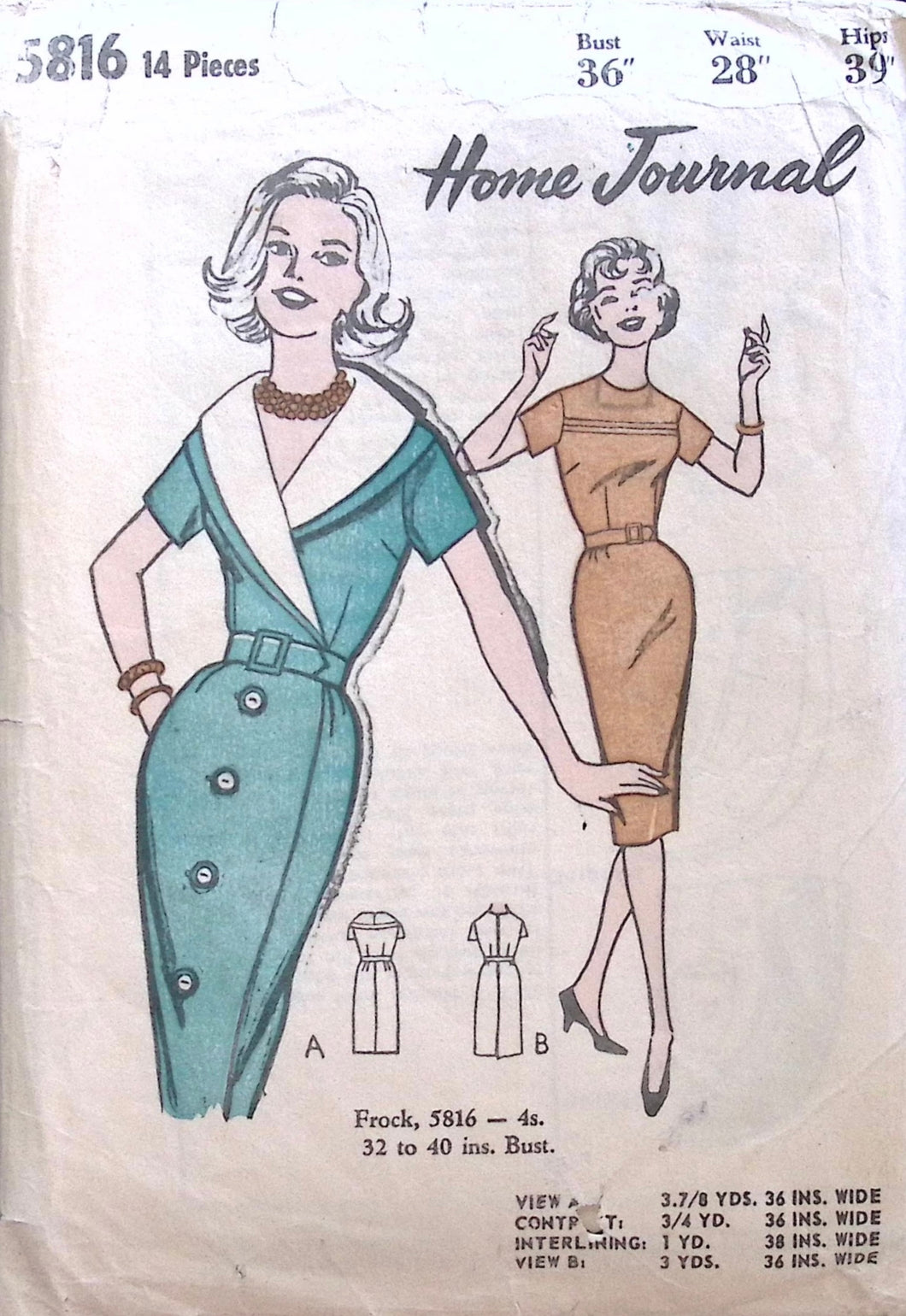 Vintage Sewing Pattern: Home Journal 5816