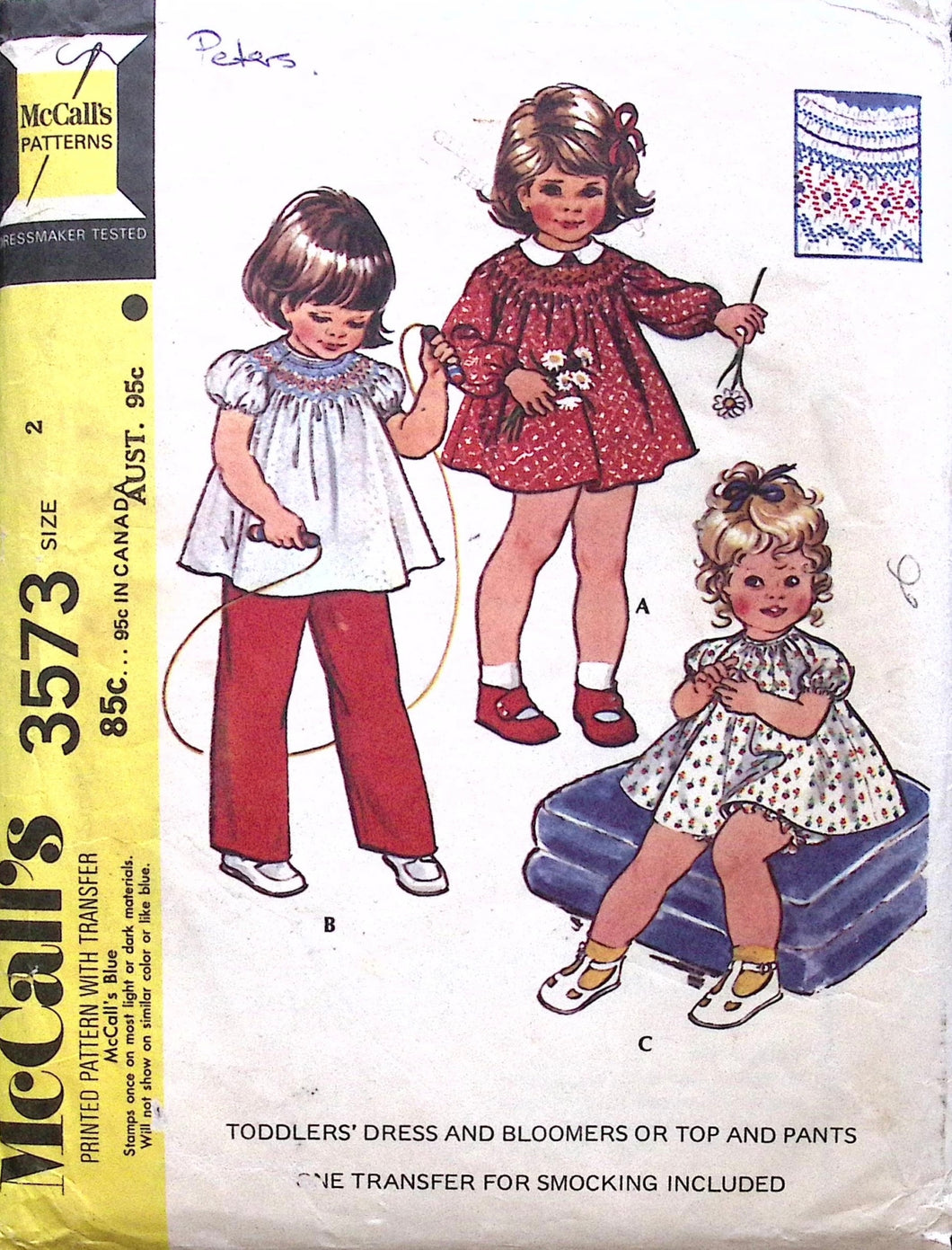 Vintage Sewing Pattern: McCalls 3573