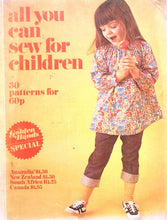 Load image into Gallery viewer, Vintage Sewing Book: All You Can Sew For Children by Golden Hands
