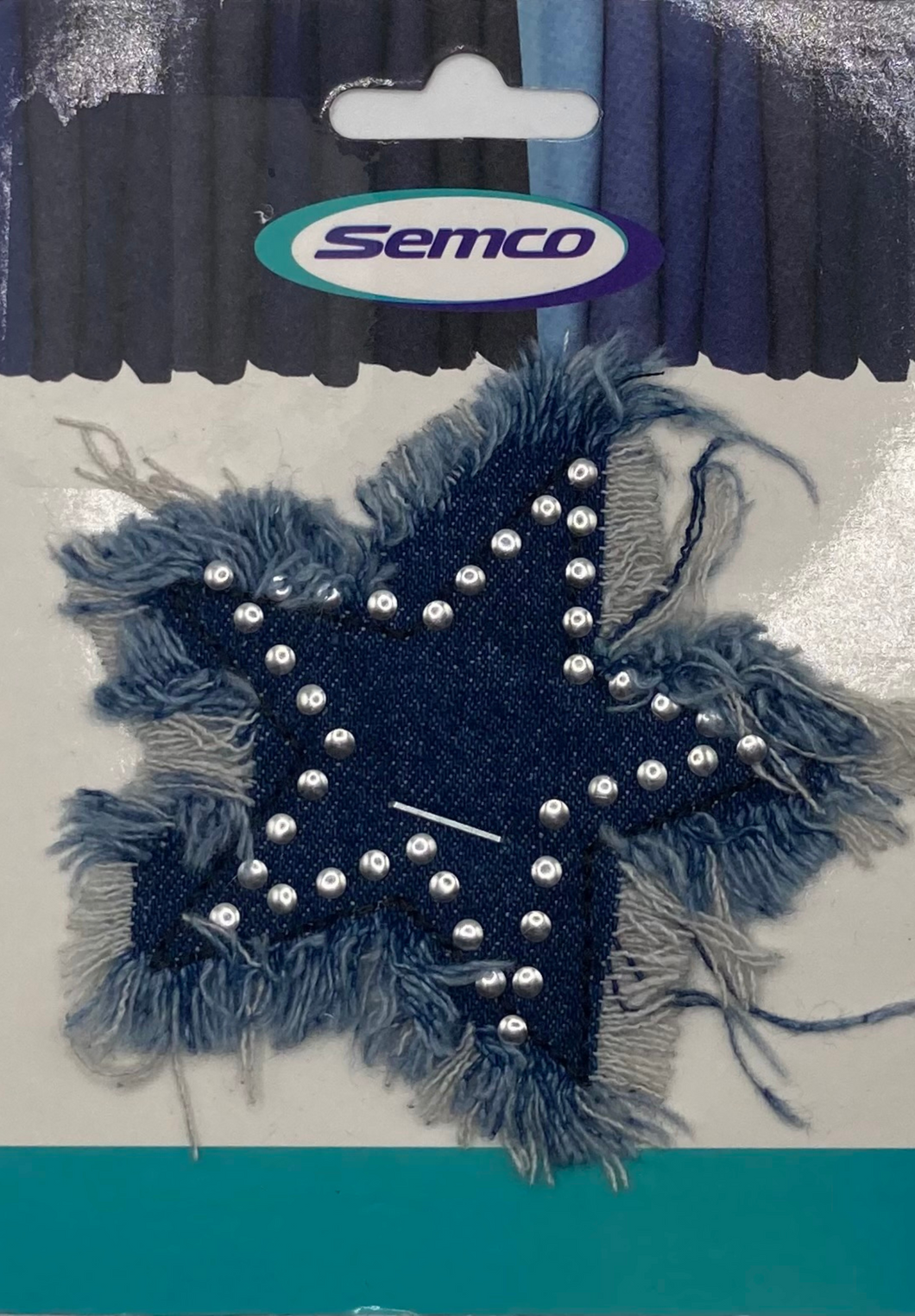 Semco Sew-On Motif Shabby Denim Star with Silver Studs