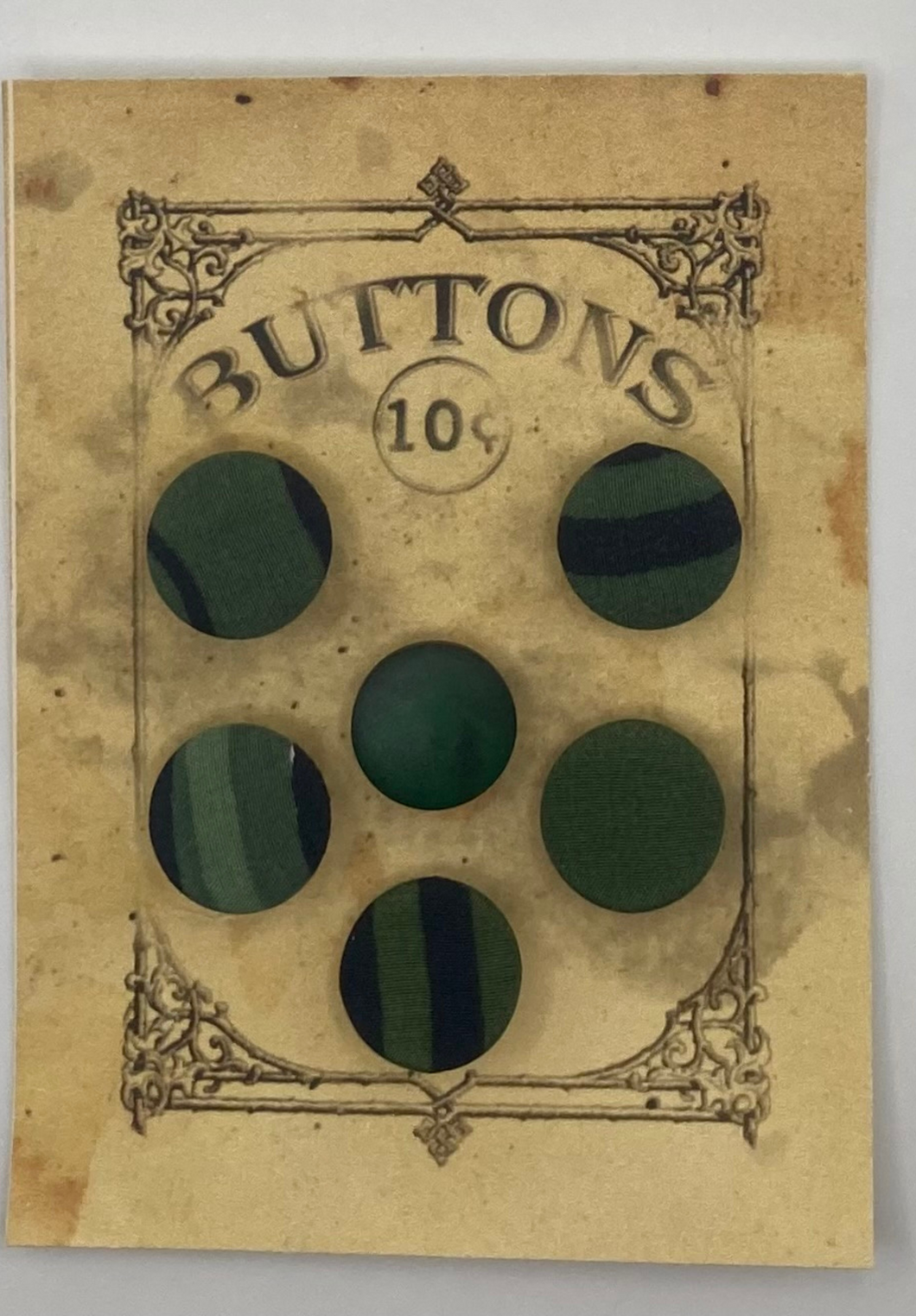 Vintage Green and Black Stripe Covered Buttons