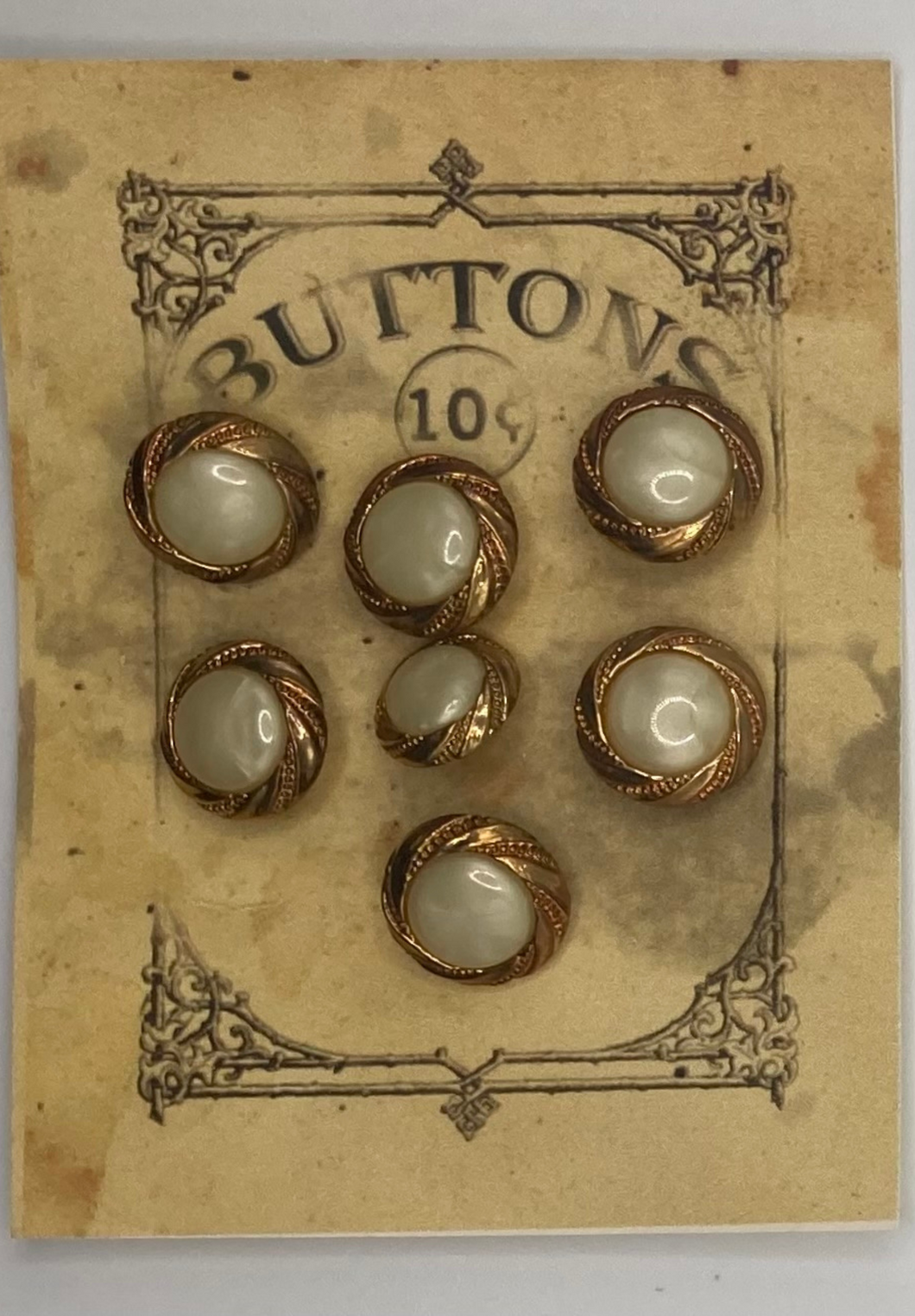 Vintage Style Mother of Pearl and Gold Buttons