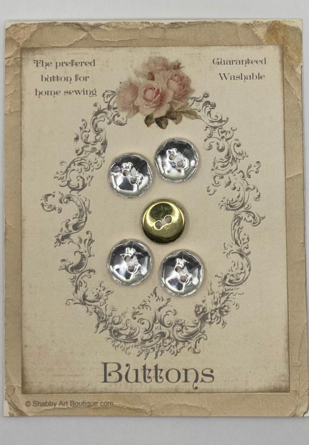 Glass-like Buttons with Gold Backing