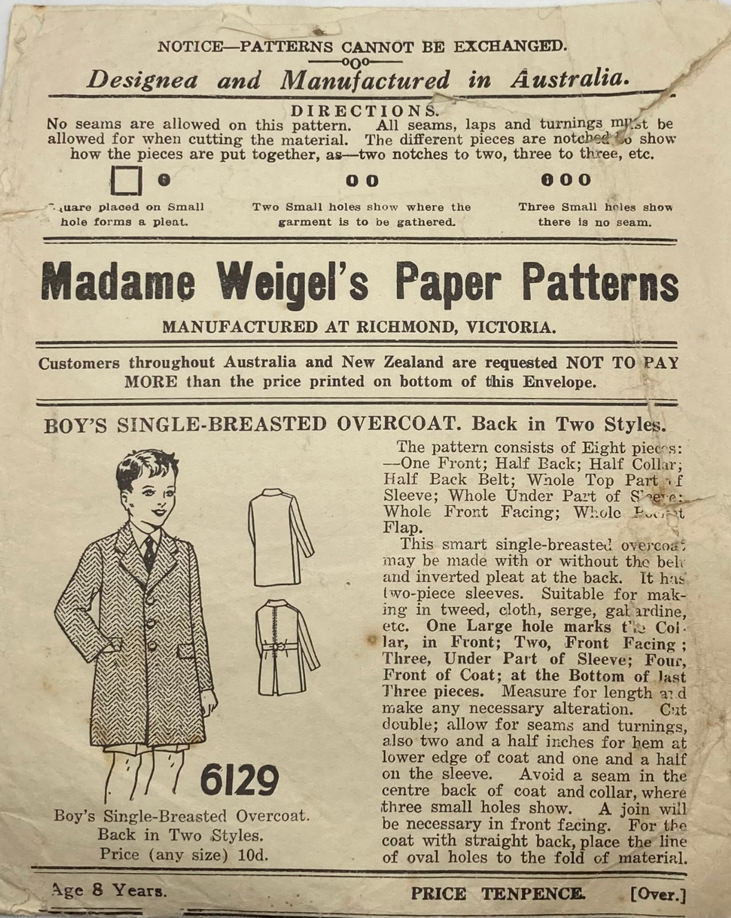 Vintage Sewing Pattern: Madame Weigel's 6129