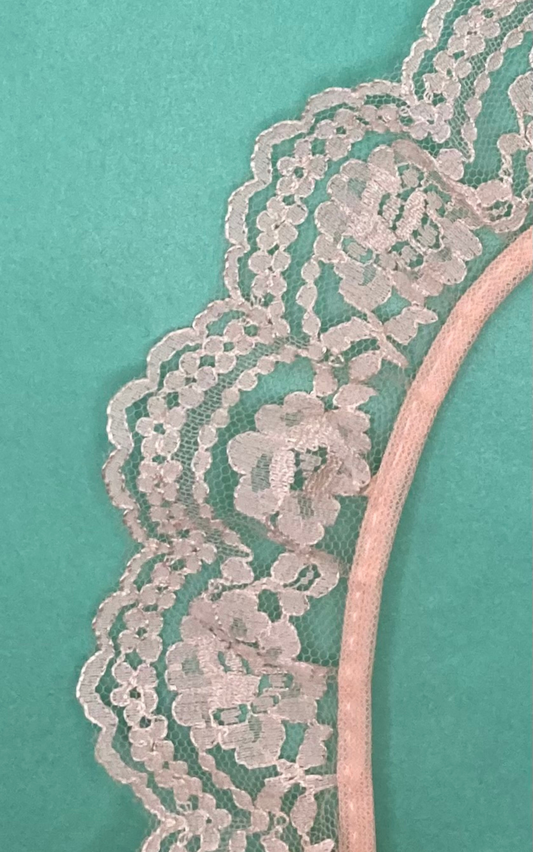 Apricot Pre-Gathered Nylon Lace with Scalloped Edge