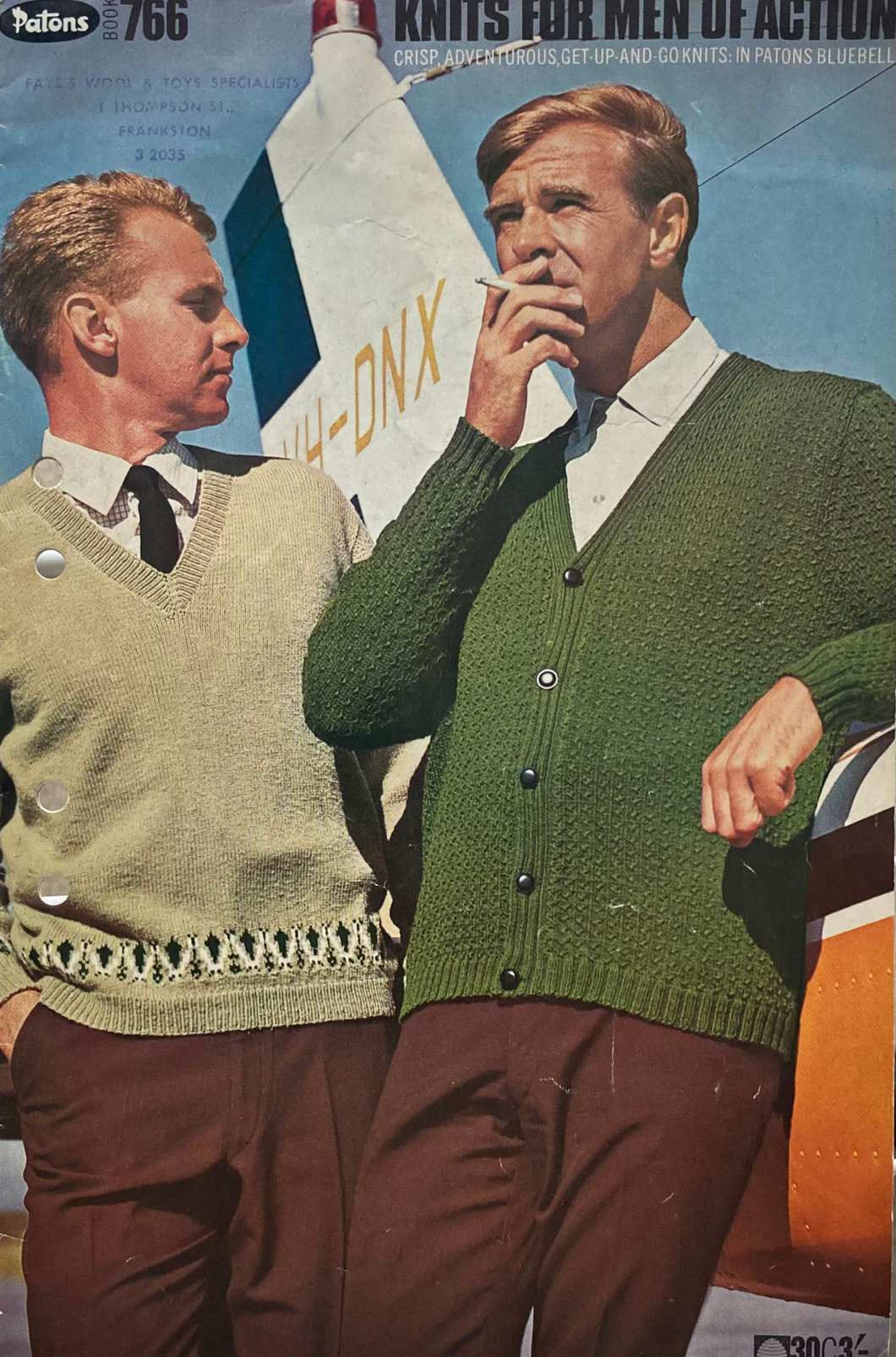 Vintage Knits for Men of Action Book 766 by Patons