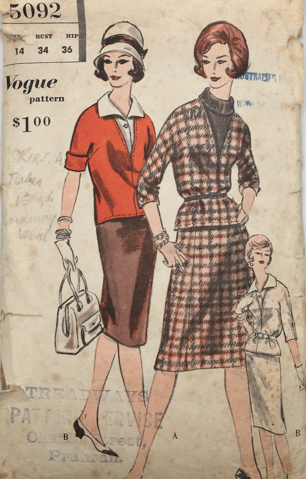 1960's Vintage Sewing Pattern: Vogue 5092