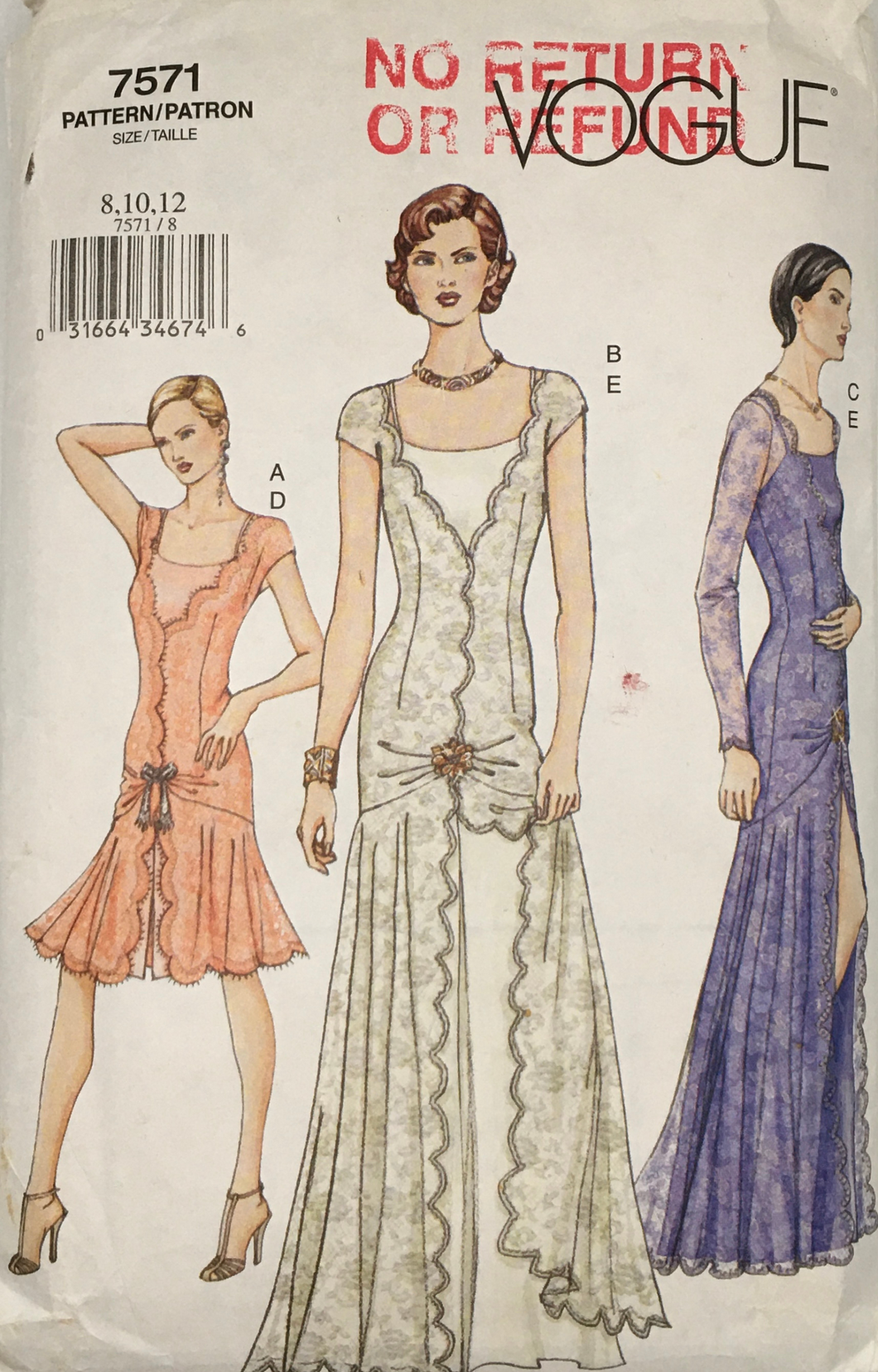 2002 Sewing Pattern: Vogue 7571
