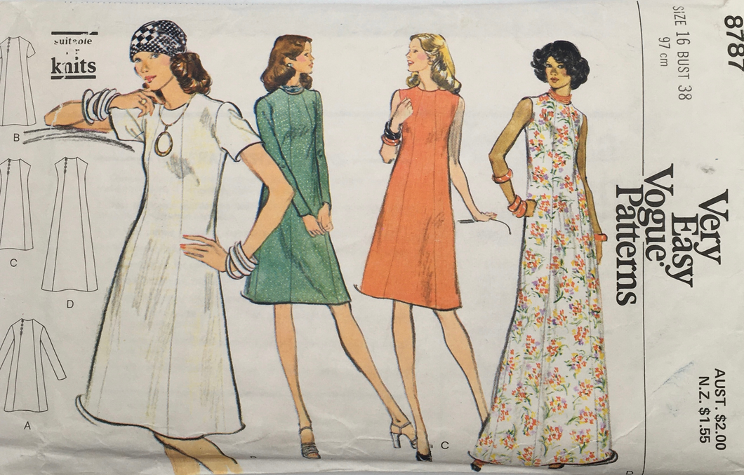 1970's Vintage Sewing Pattern: Vogue 8787