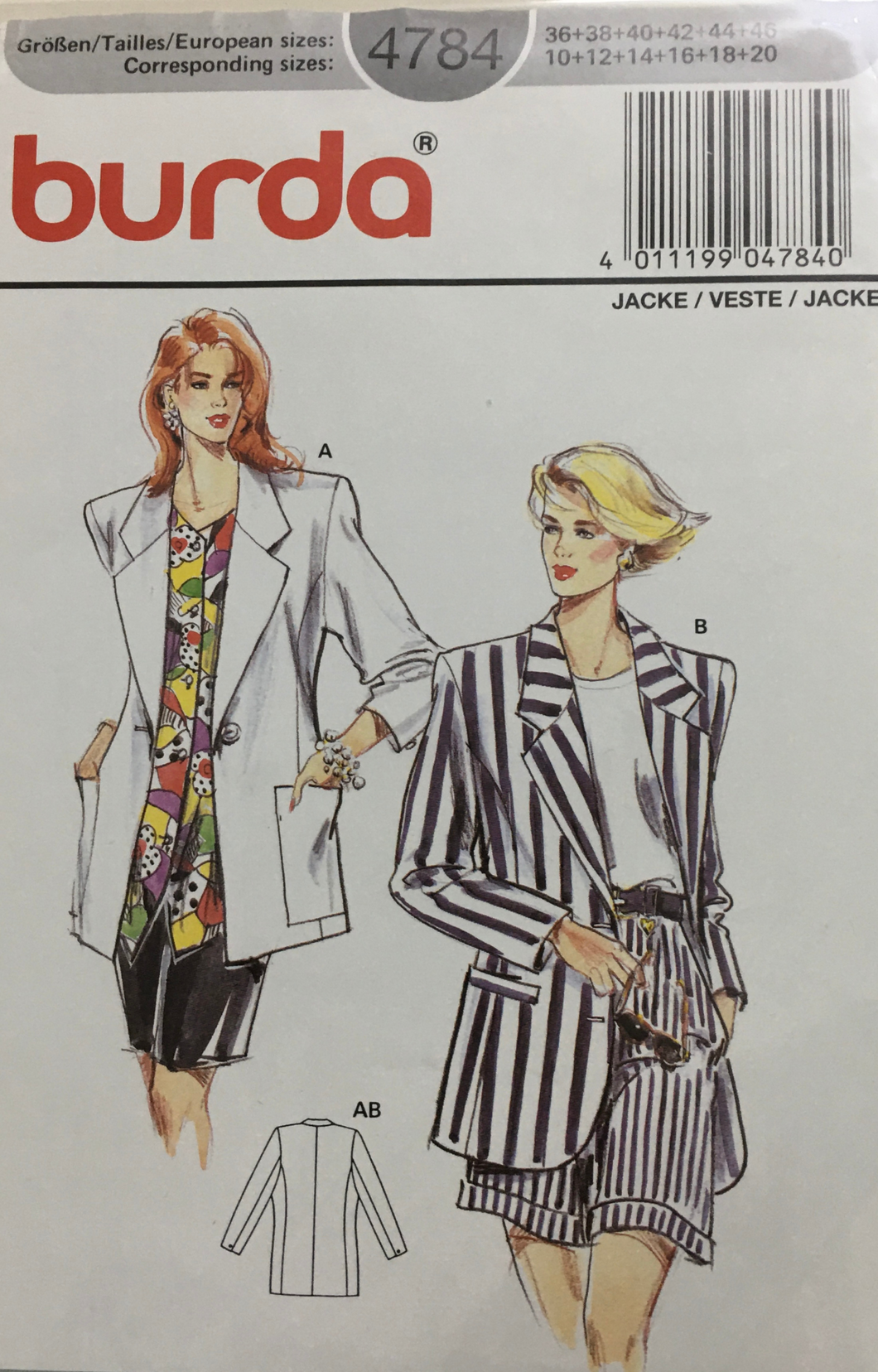 1992 Vintage Sewing Pattern: Burda 4784