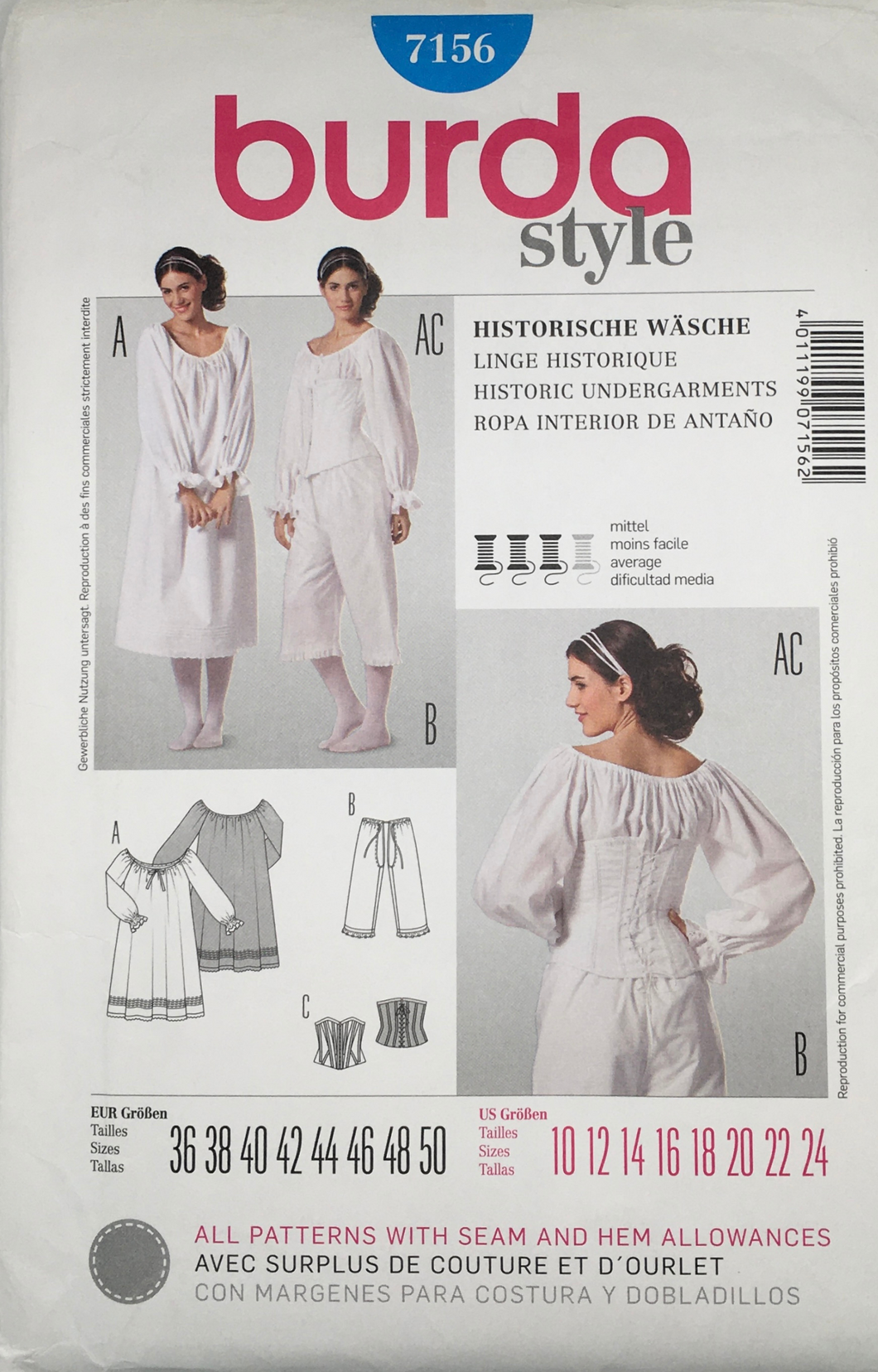 Historical Sewing Pattern: Burda 7156