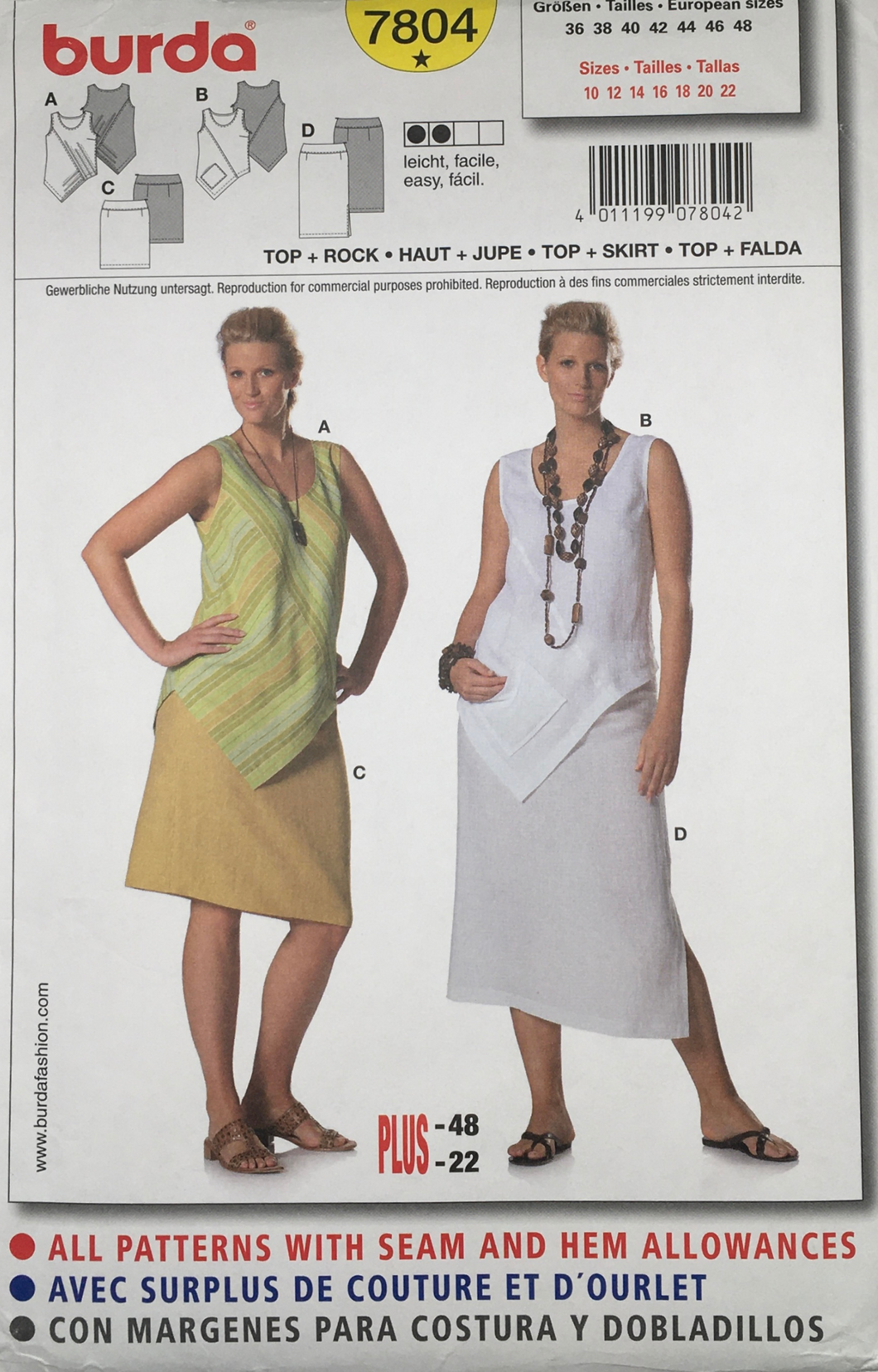 2008 Sewing Pattern: Burda 7804