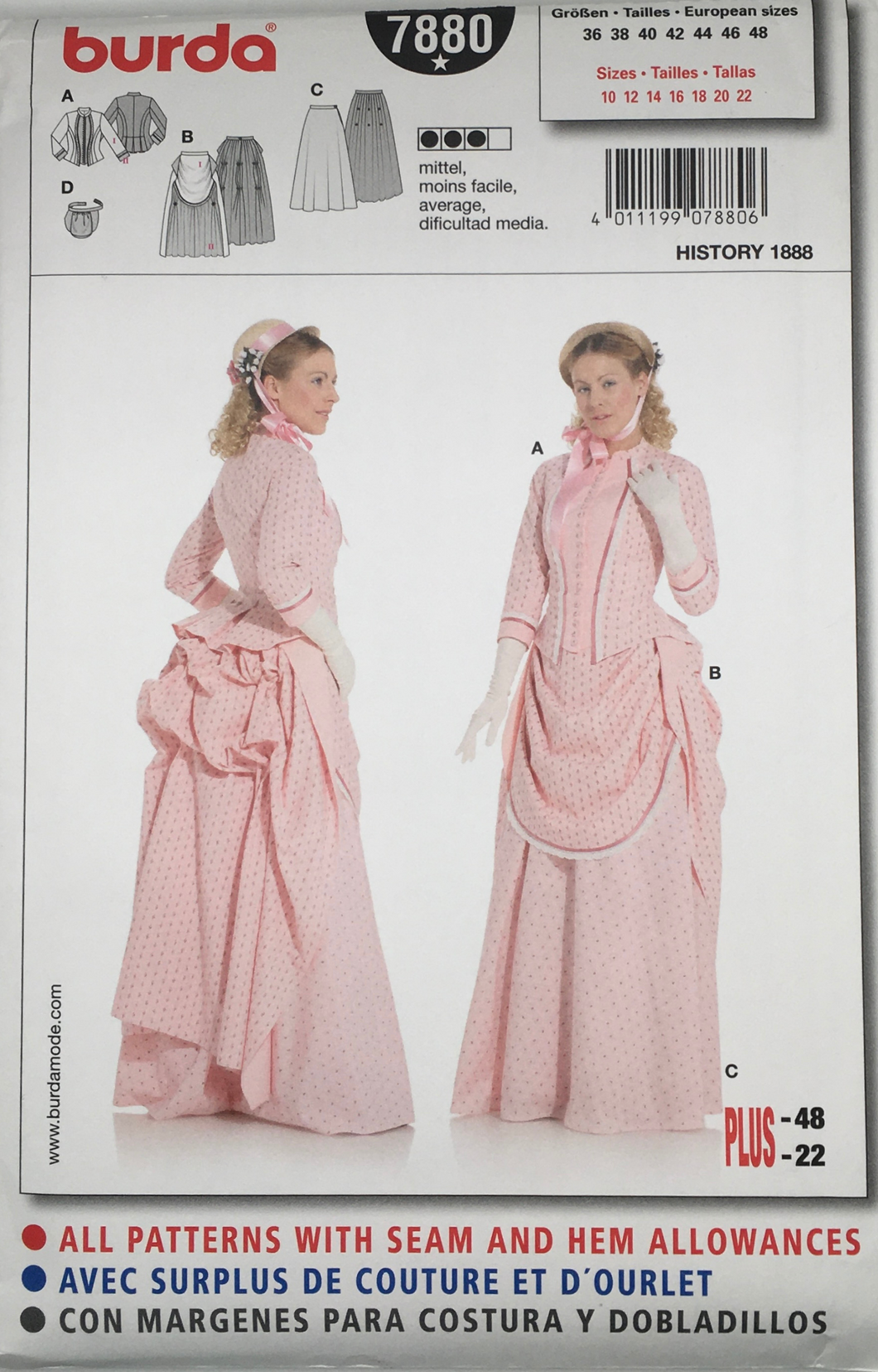 Historical Reproduction Sewing Pattern: Burda 7880