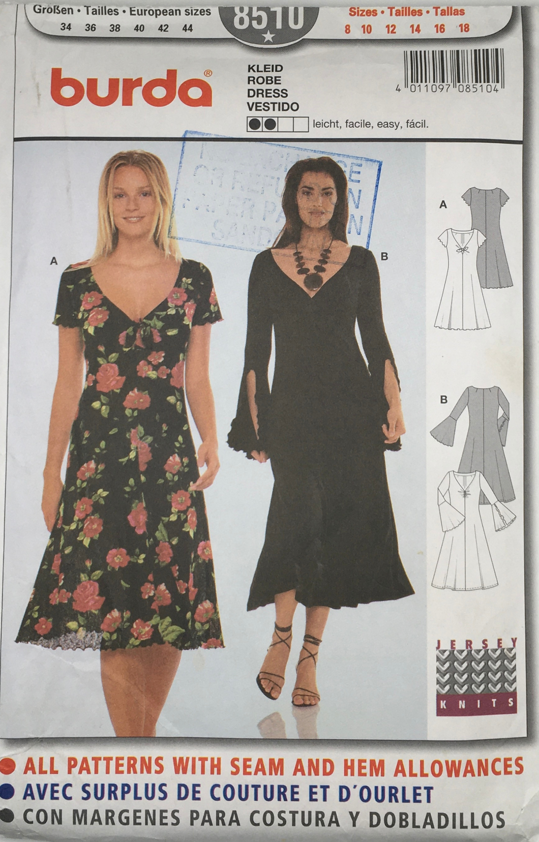 2003 Sewing Pattern: Burda 8510