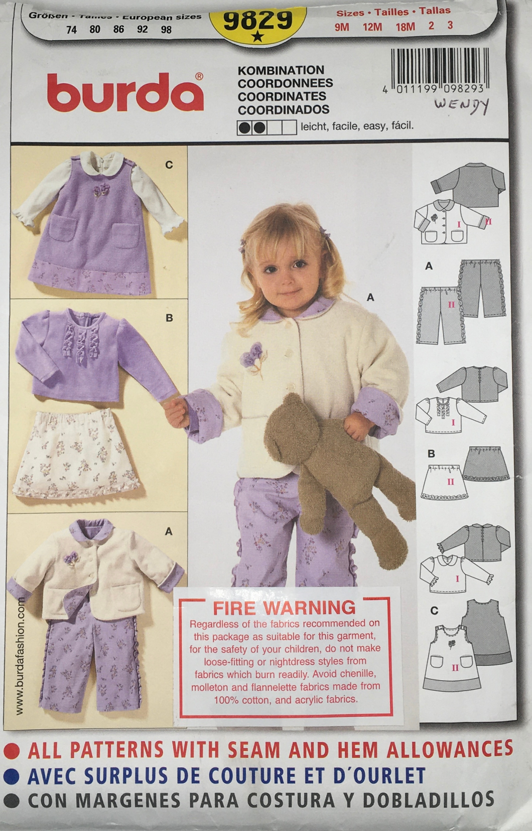 2003 Sewing Pattern: Burda 9829