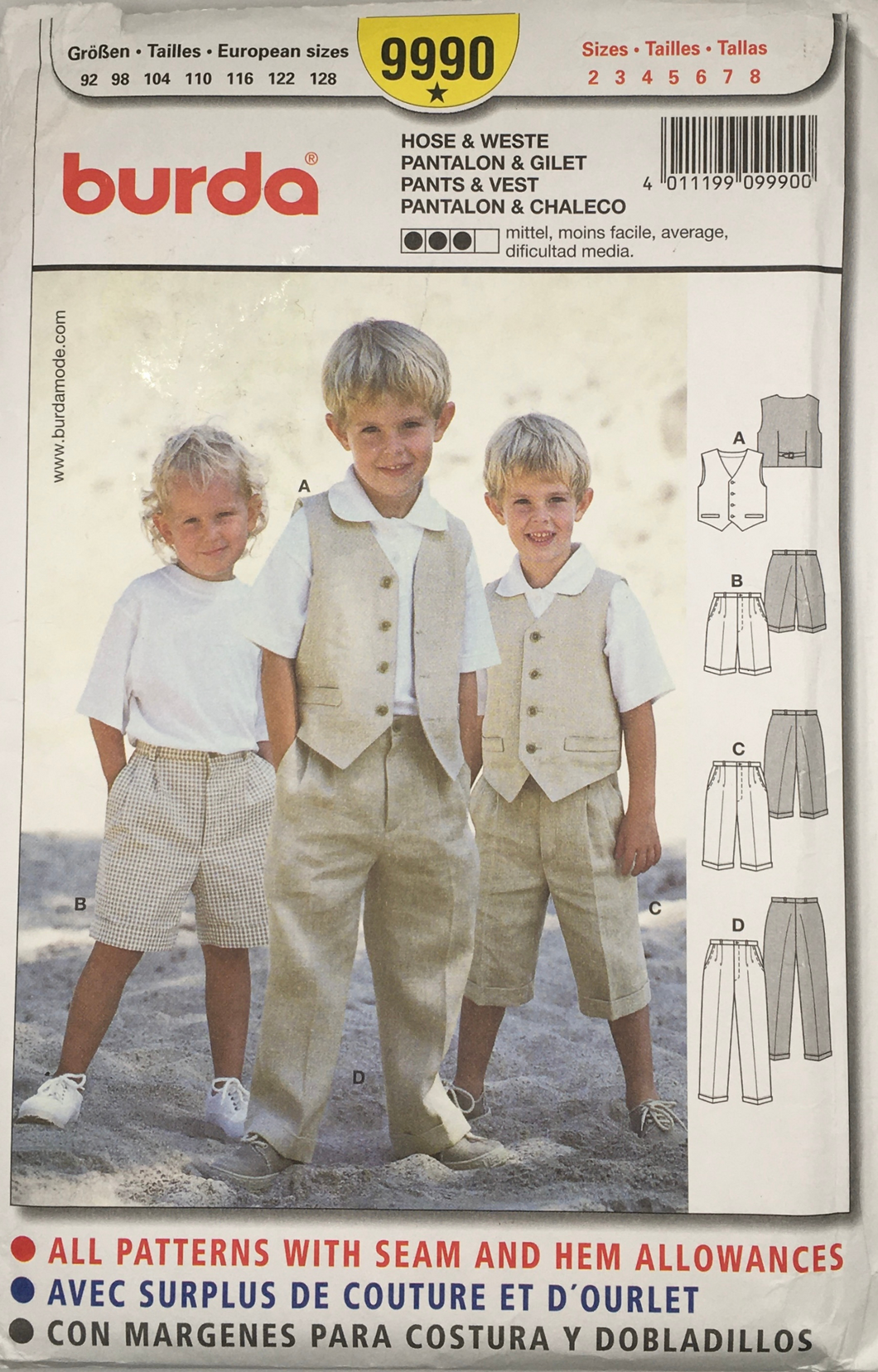 2000 Sewing Pattern: Burda 9990