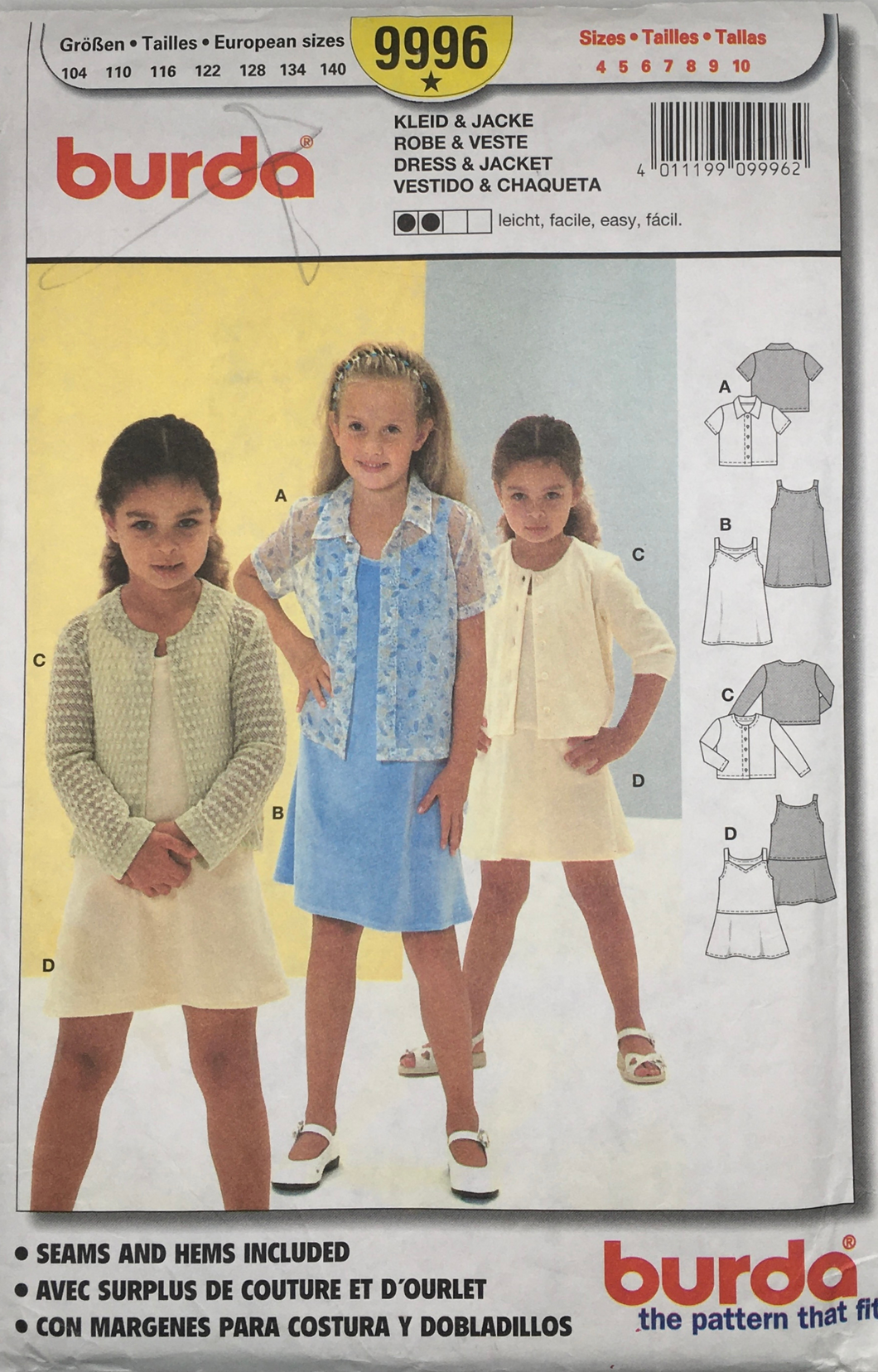 2000 Sewing Pattern: Burda 9996