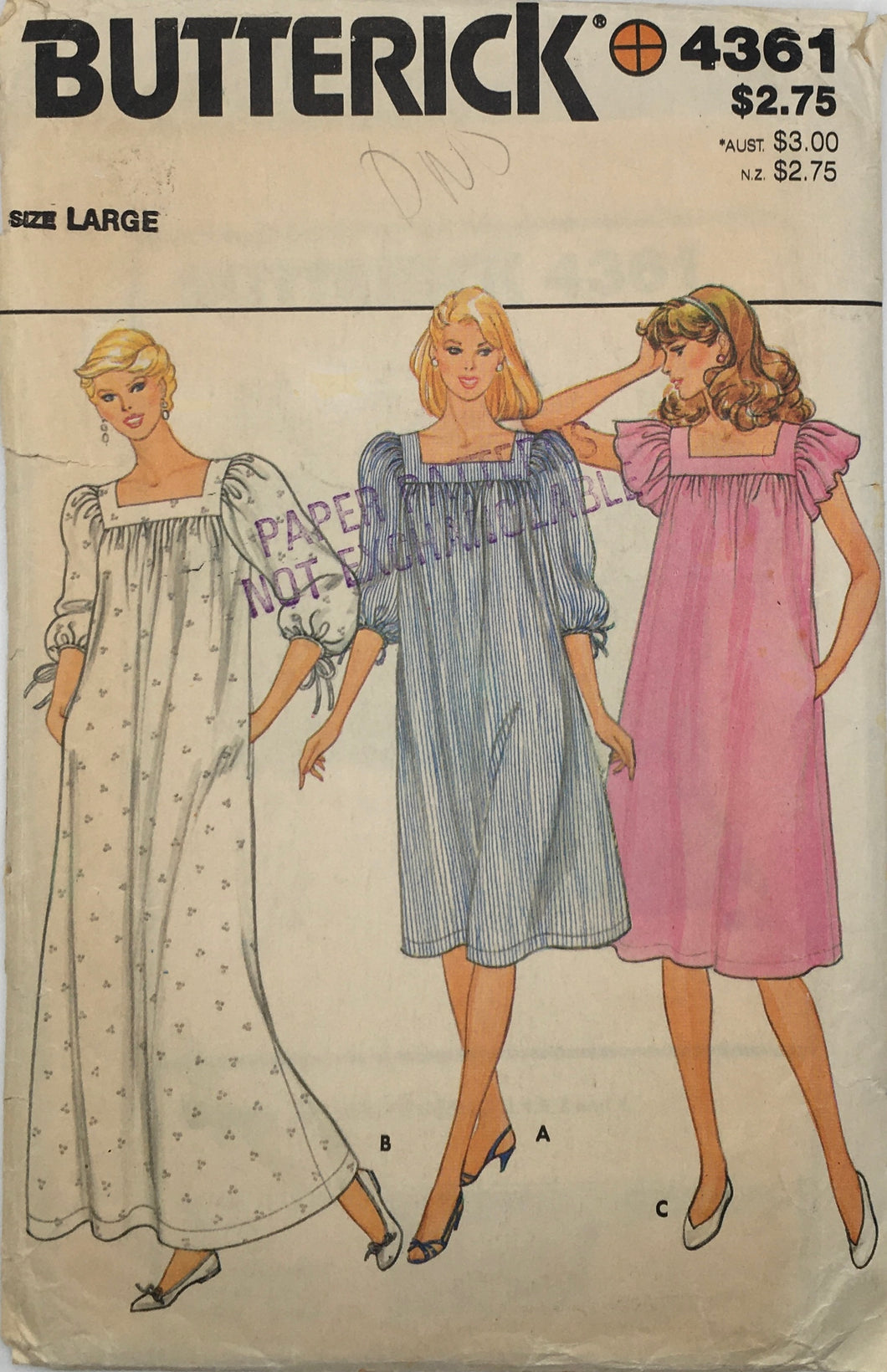 1980’s Vintage Sewing Pattern: Butterick 4361