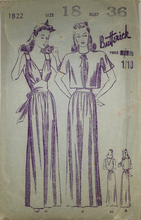 Load image into Gallery viewer, 1940&#39;s Vintage Sewing Pattern: Butterick 1822
