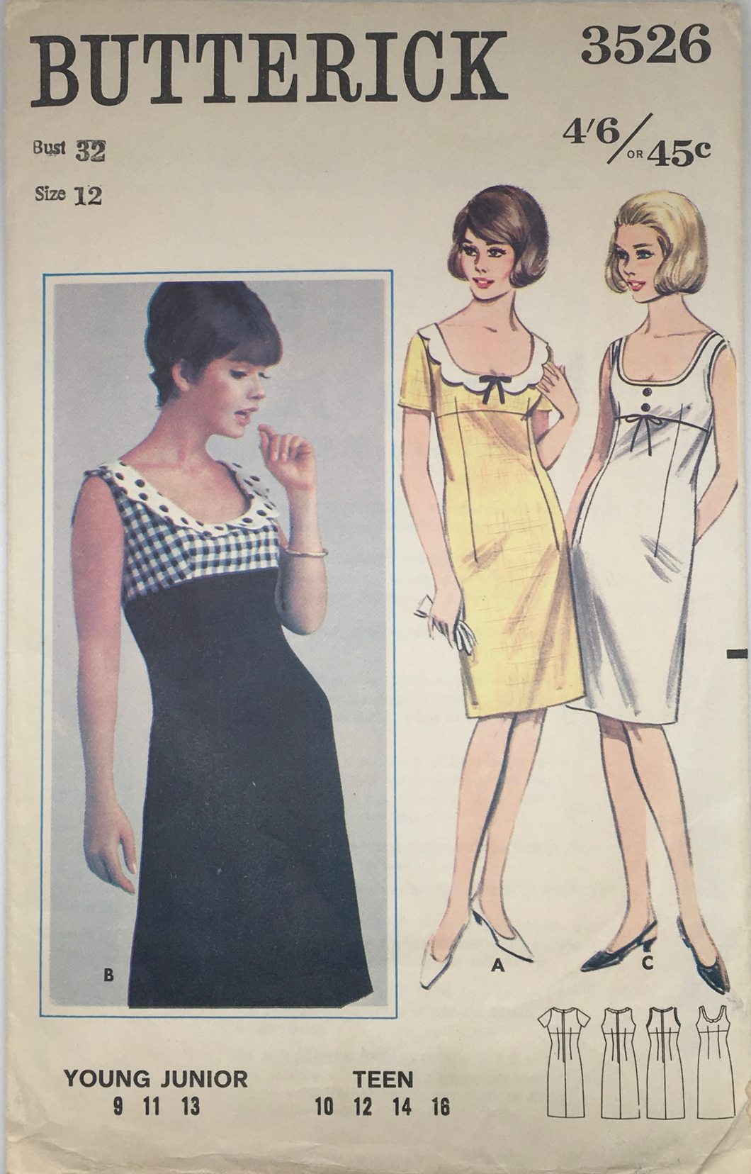 1965 Vintage Sewing Pattern: Butterick 3526