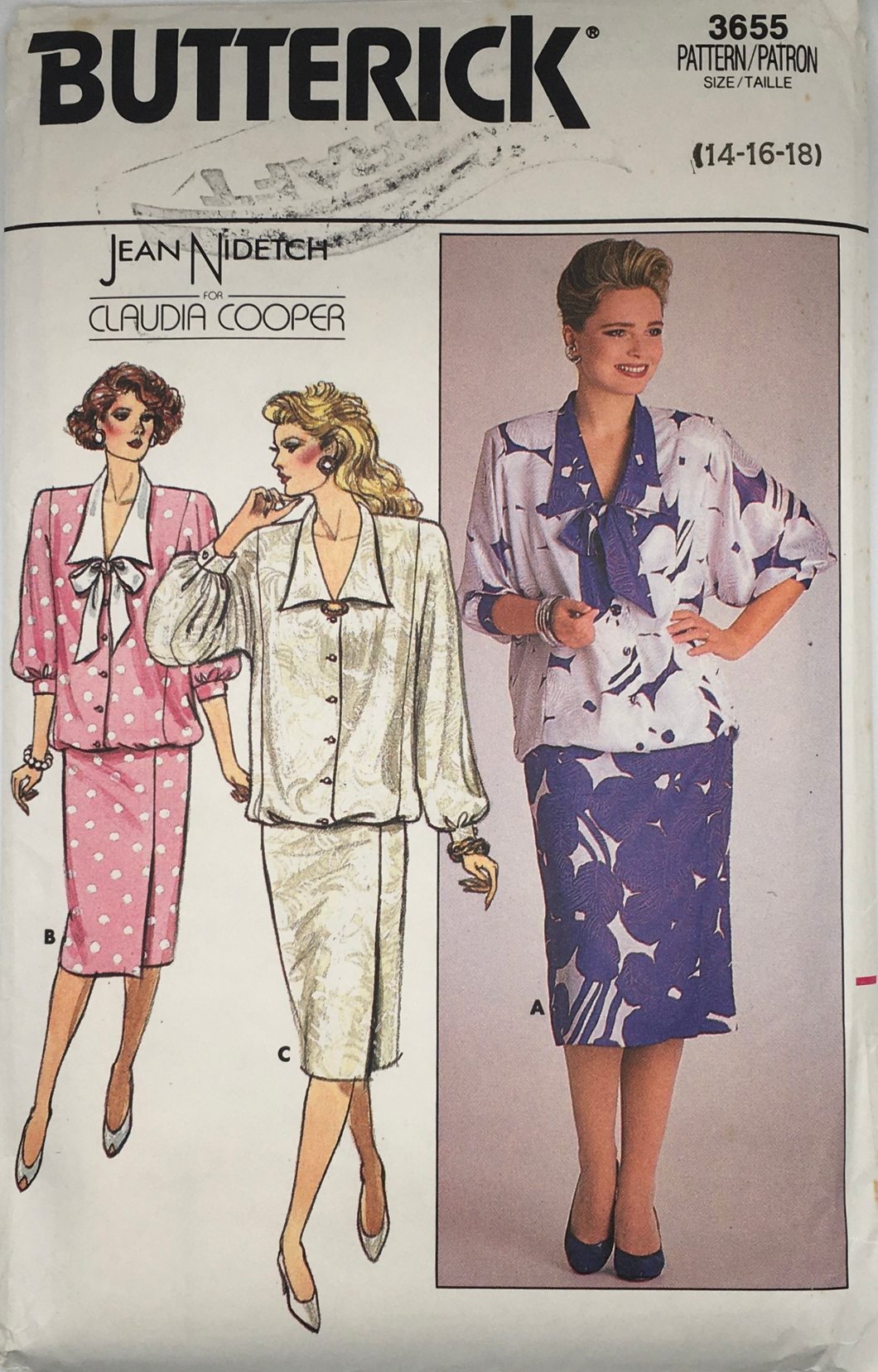 1986 Vintage Sewing Pattern: Butterick 3655