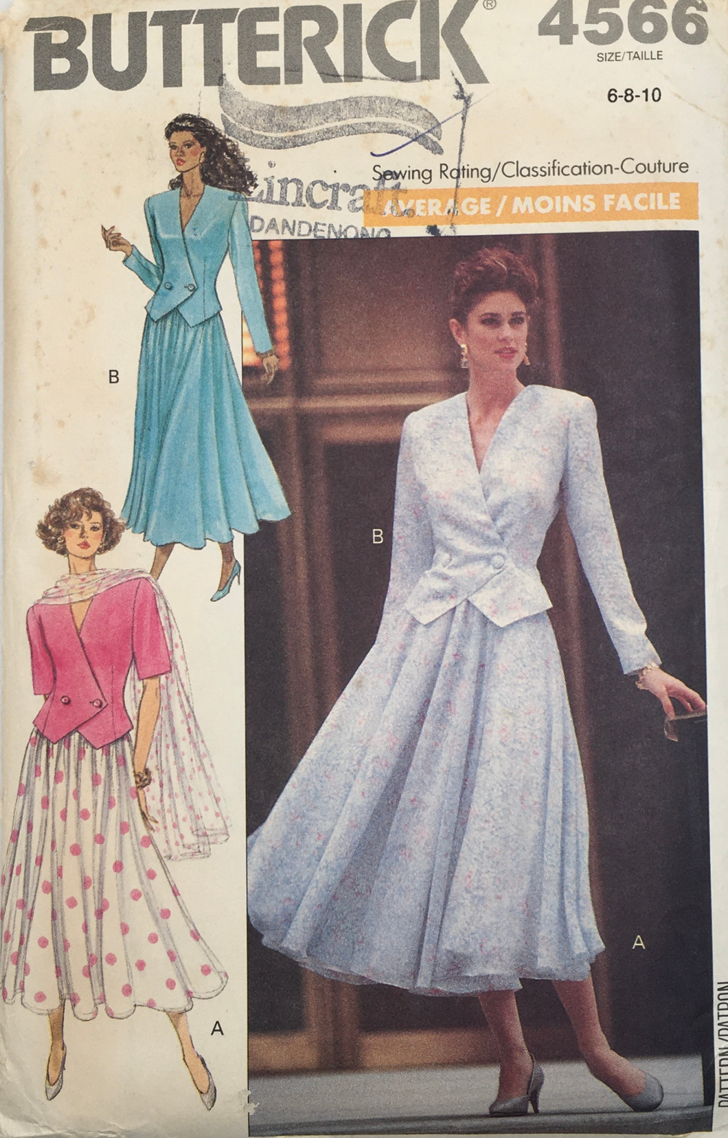 1990 Vintage Sewing Pattern: Butterick  4566