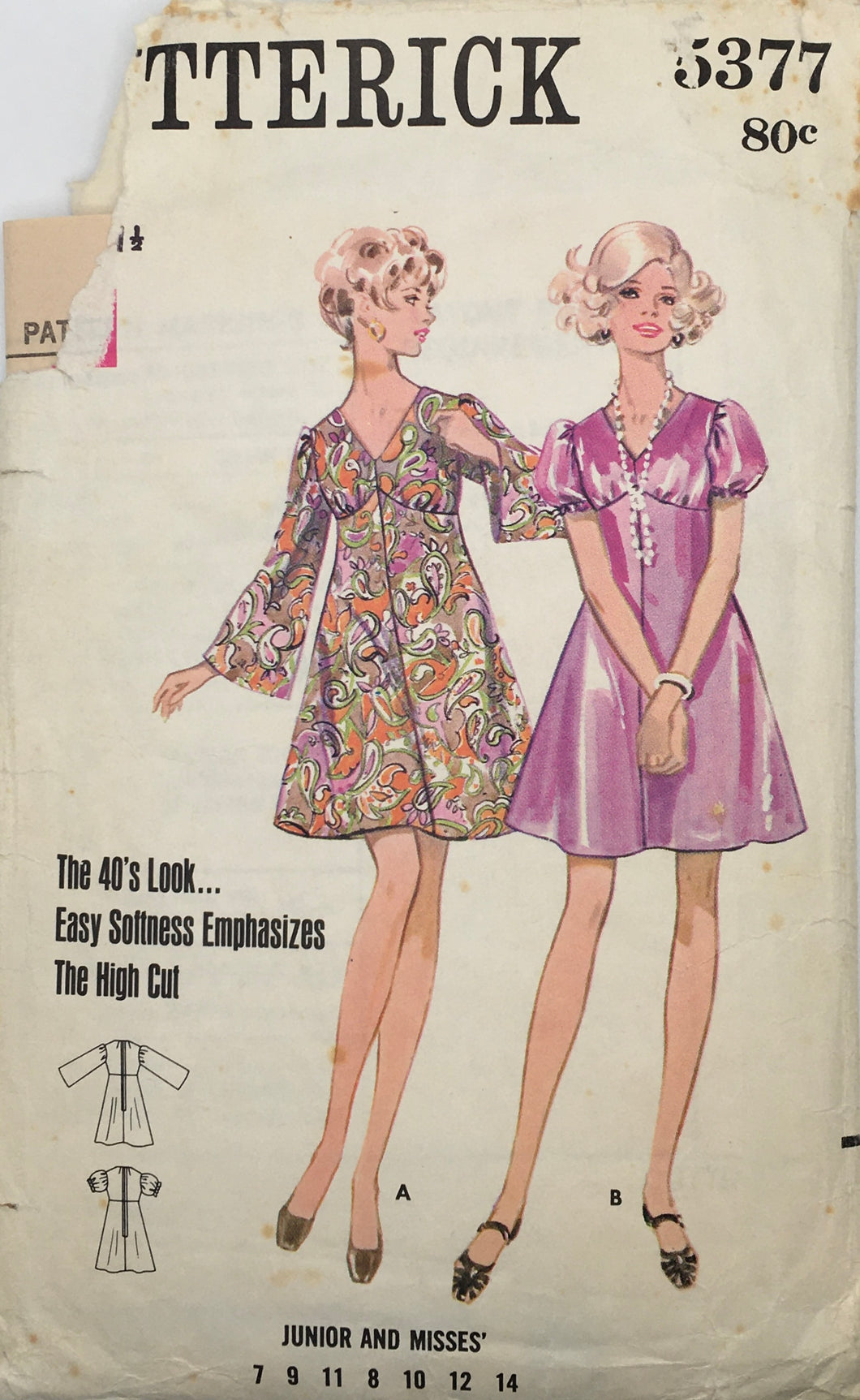 1960's Vintage Sewing Pattern: Butterick 5377