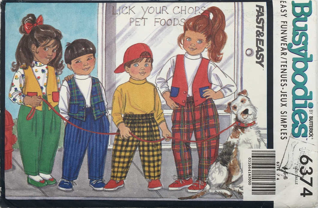 1992 Vintage Sewing Pattern: Butterick 6374