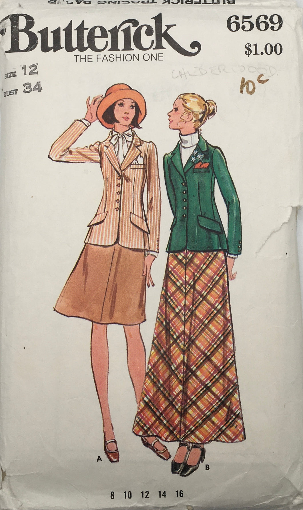 1970's Vintage Sewing Pattern: Butterick 6569