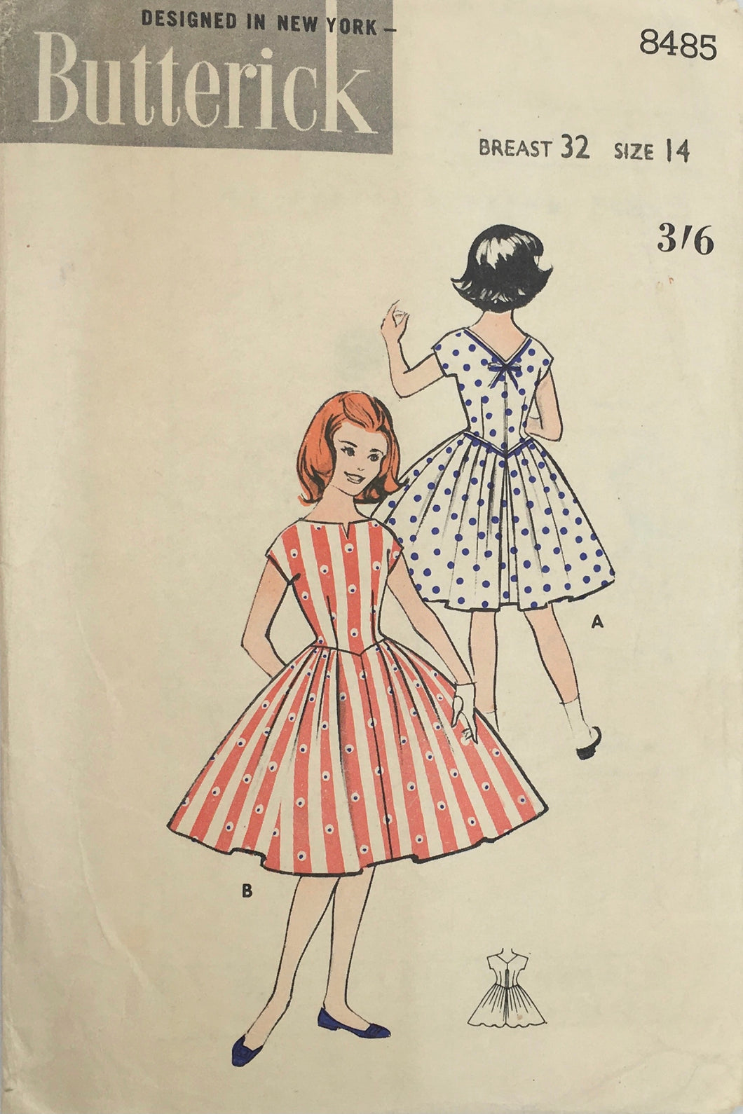 1950’s Vintage Sewing Pattern: Butterick 8485