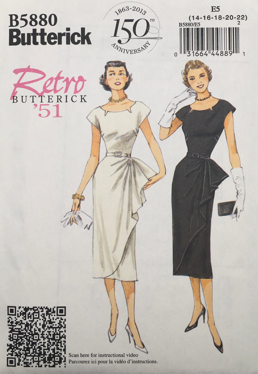 1951 Reproduction Sewing Pattern: Butterick B5880